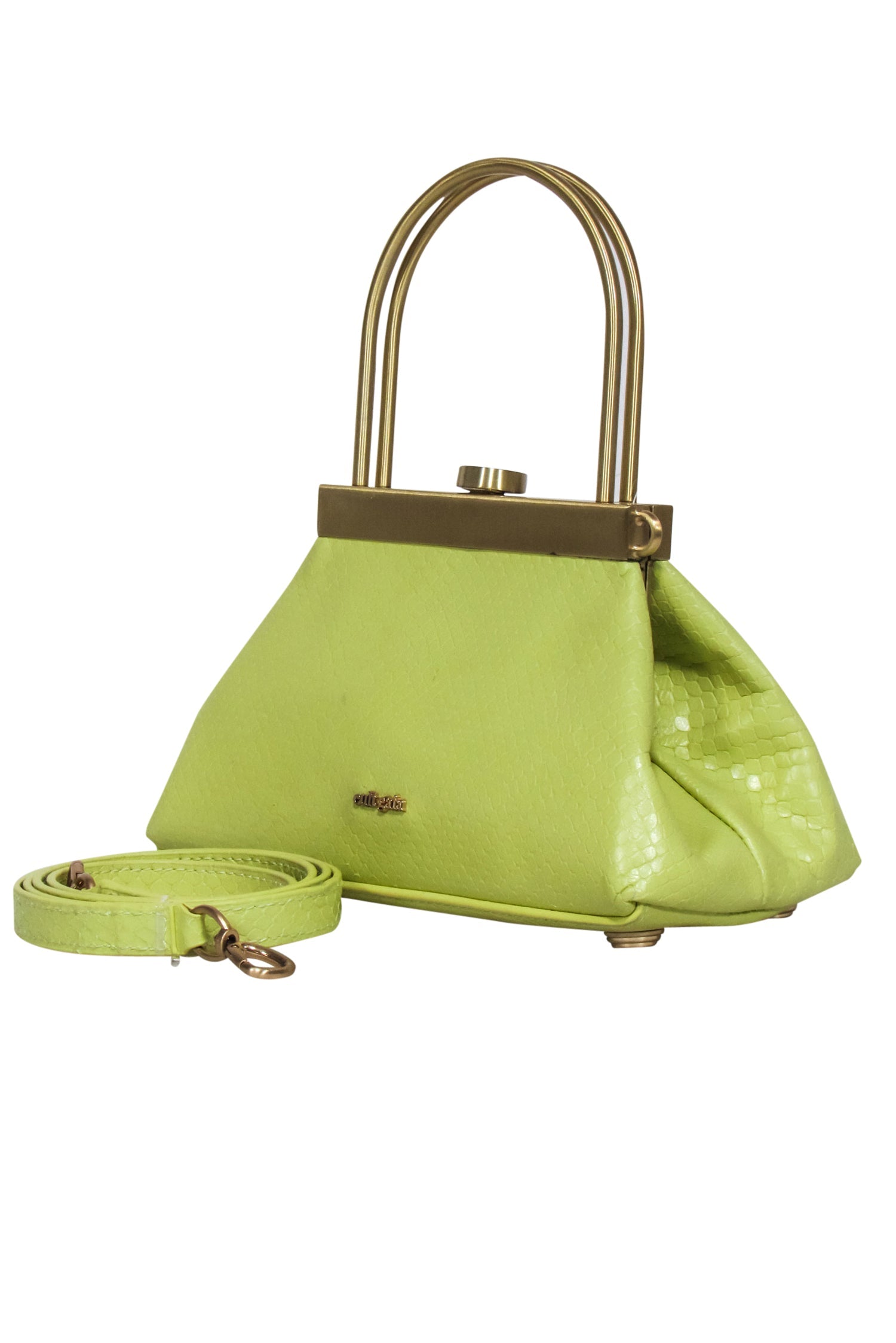 Cult Gaia Estelle Mini Green Snake - Skin Textured Crossbody Bag