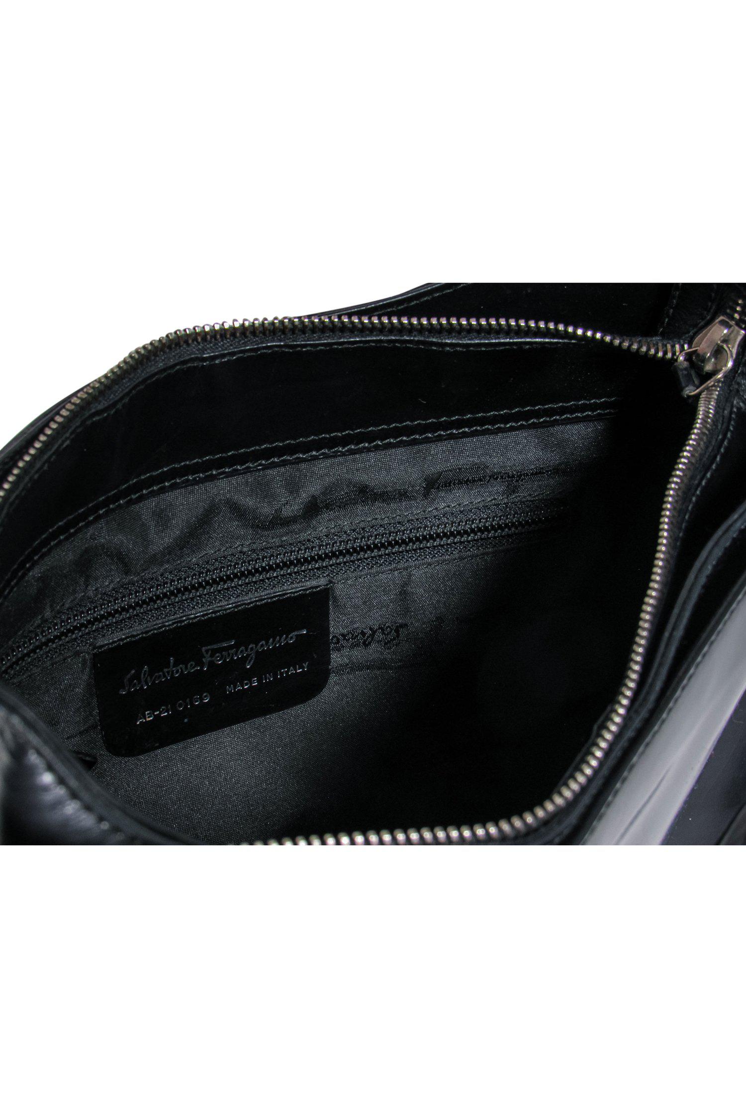 Ferragamo Black Shiny Leather Hobo: A Must-Have Shoulder Bag