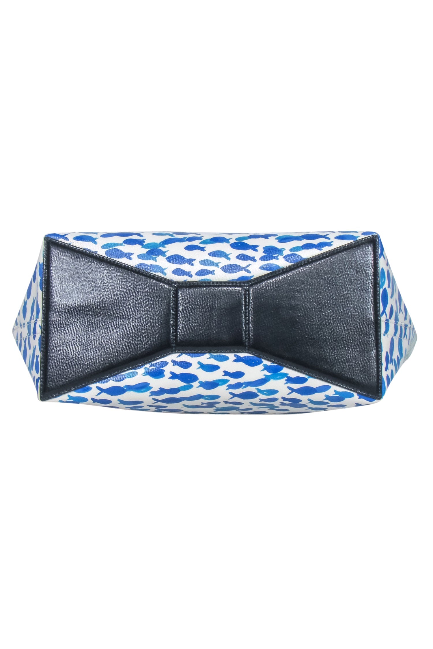 Kate Spade - Stunning White & Blue Fish Print Leather Tote with 'Plenty of Fish in the Sea' Text