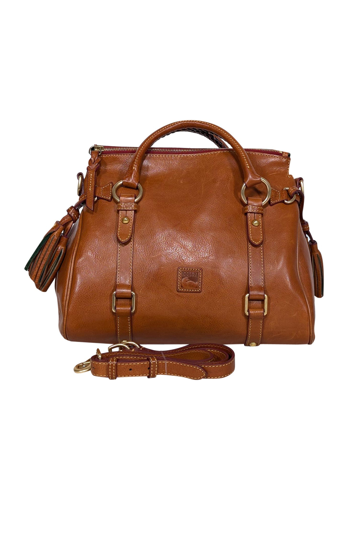 Dooney & Bourke Tan Leather Large Cowgirl-Inspired Satchel Bag