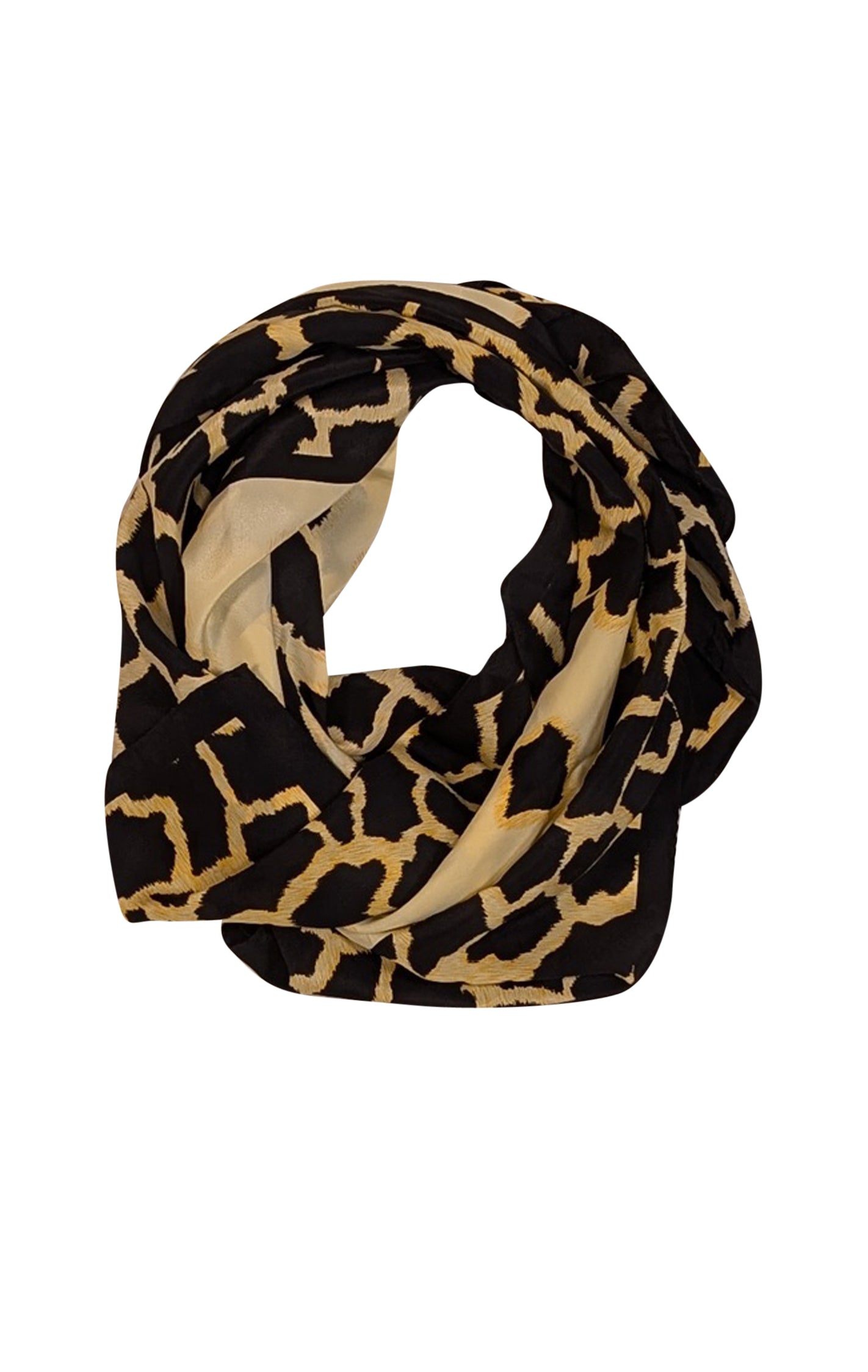 Escada - Stunning Black & Cream Leopard Print Silk Scarf
