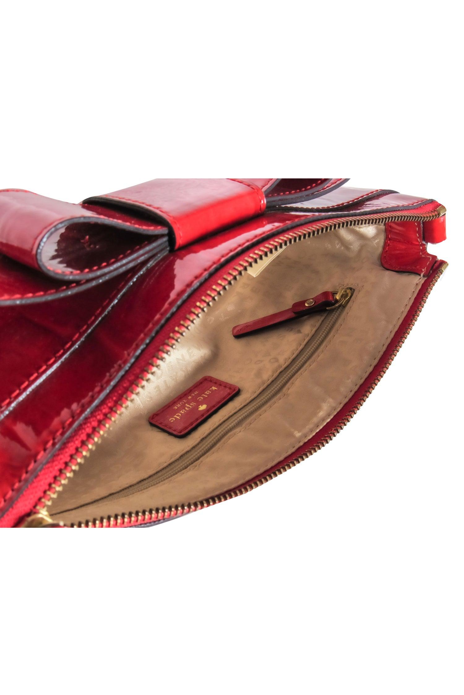 Kate Spade Red Patent Leather Reptile - Inspired Shining Shoulder Bag