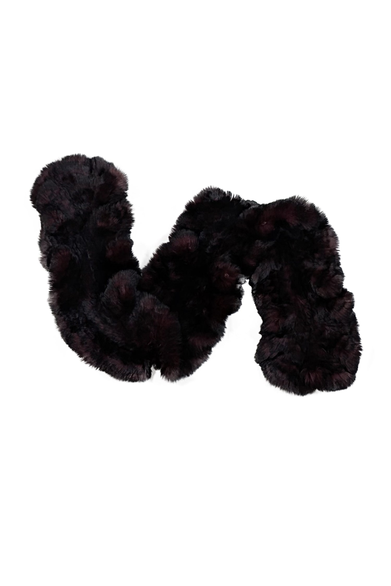 Linda Richards' Glamorous Maroon & Black Rabbit Fur Scarf