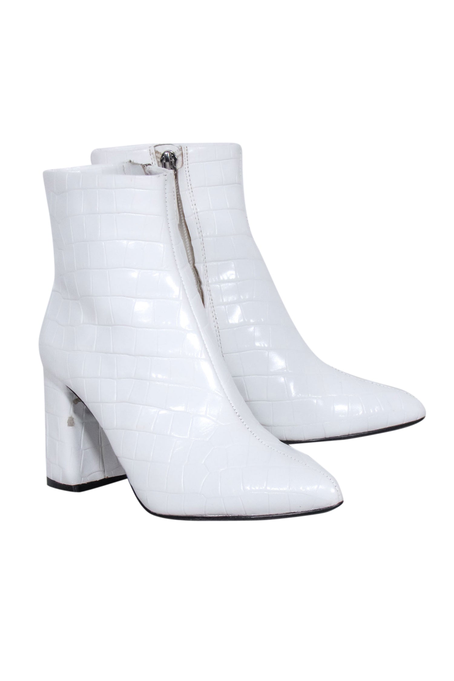 Alice & Olivia White Faux Croc Textured Short Boots - Size 5 - Rock Your Style!