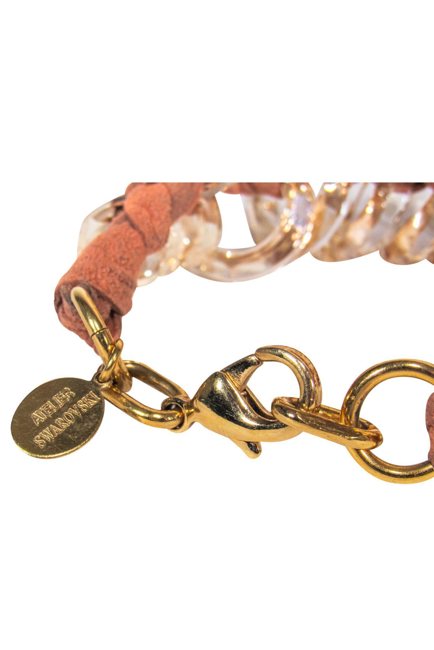 Atelier Swarovski - Enchanting Blush Suede & Crystal Hoop Bracelet