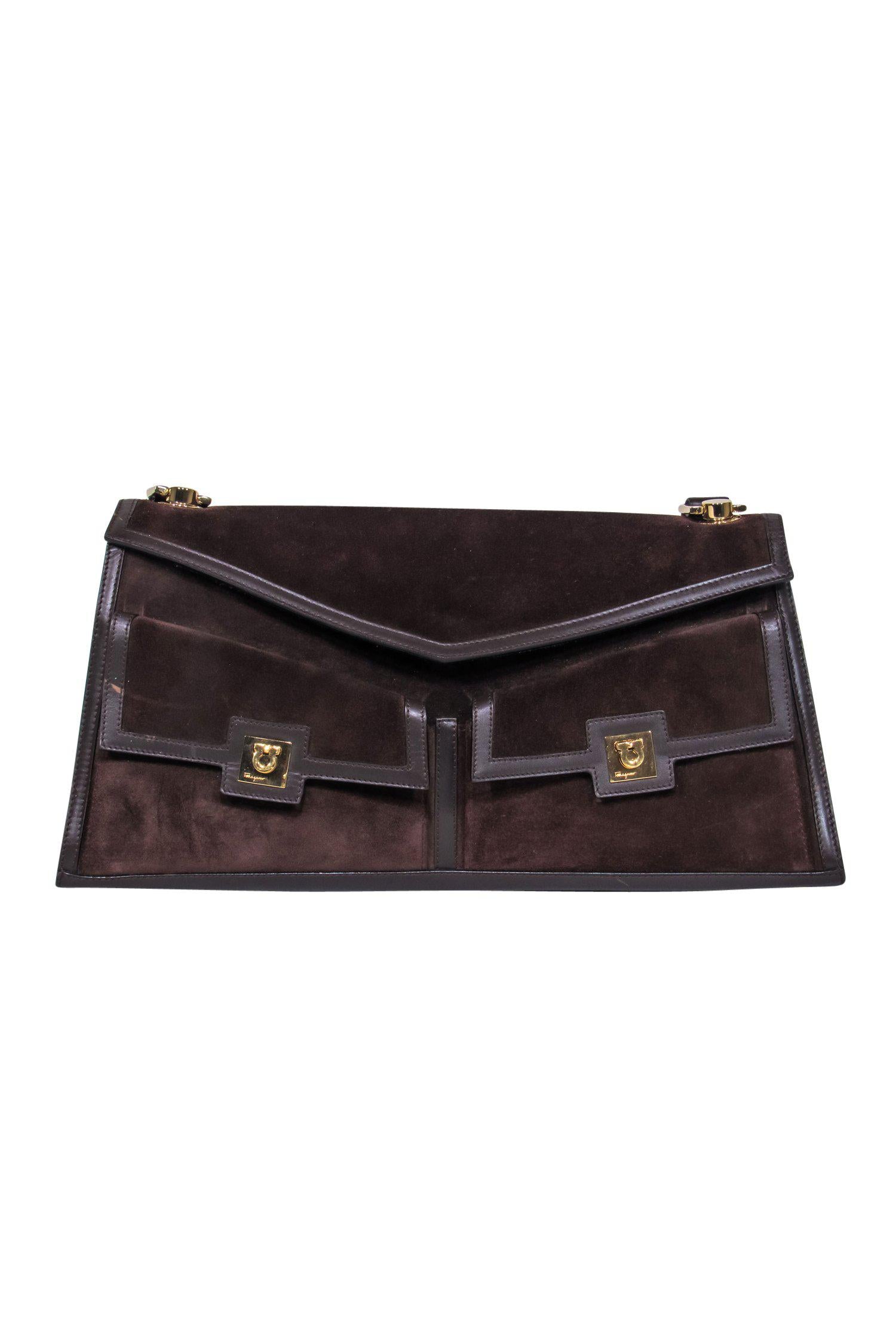 Ferragamo Vintage Brown Suede Rectangular Handbag: A Timeless Classic