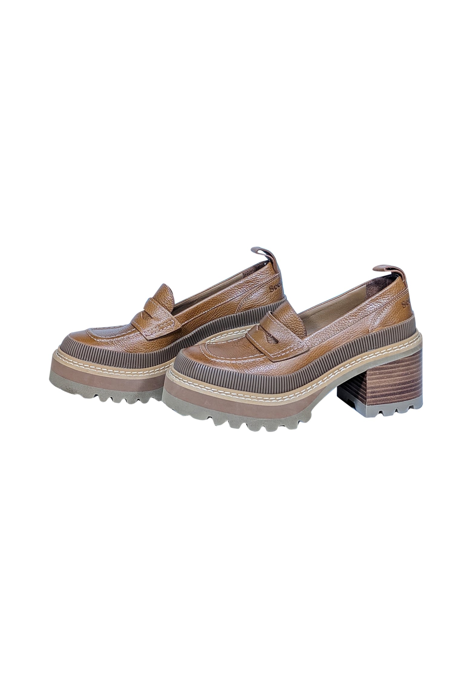See by Chloe Tan Leather Platform Loafers - Size 5: Fall Fashion Essential