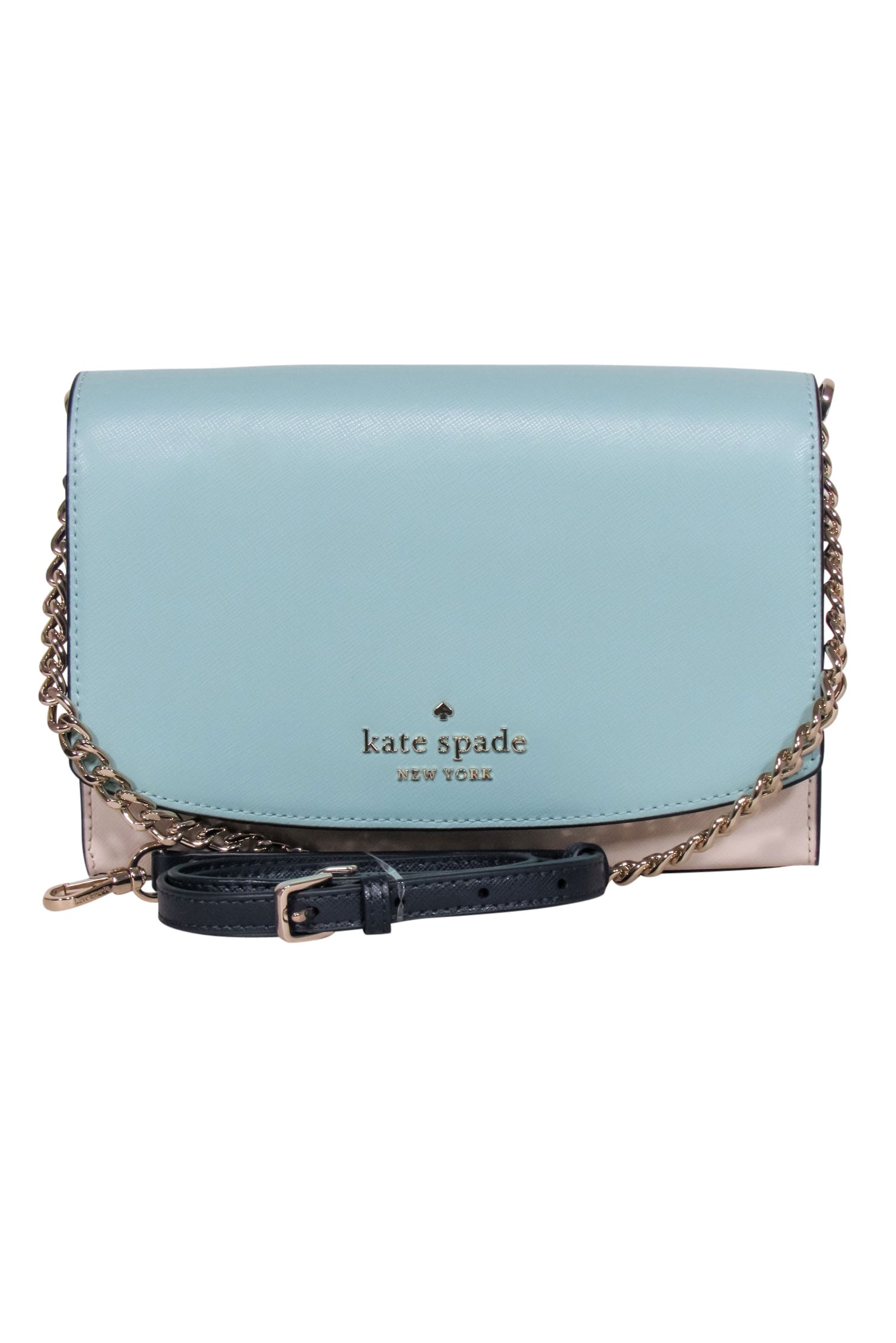 Kate Spade's Stunning Light Blue, Navy & White Saffiano Leather Crossbody Bag