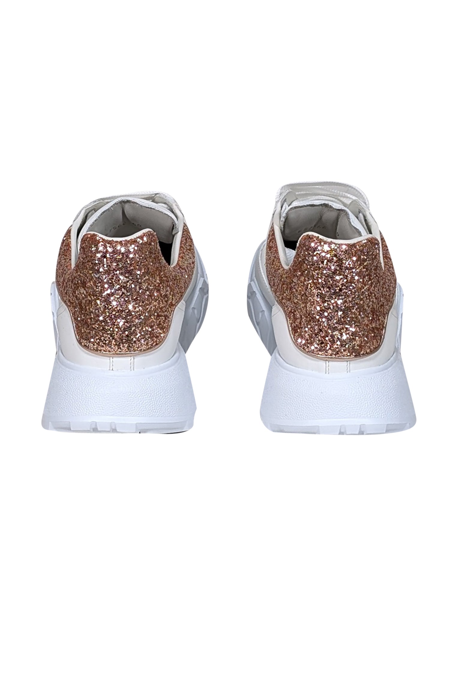 Alexander McQueen - Stunning White Leather Lace - Up Sneakers with Rose Gold Accents, Size 10