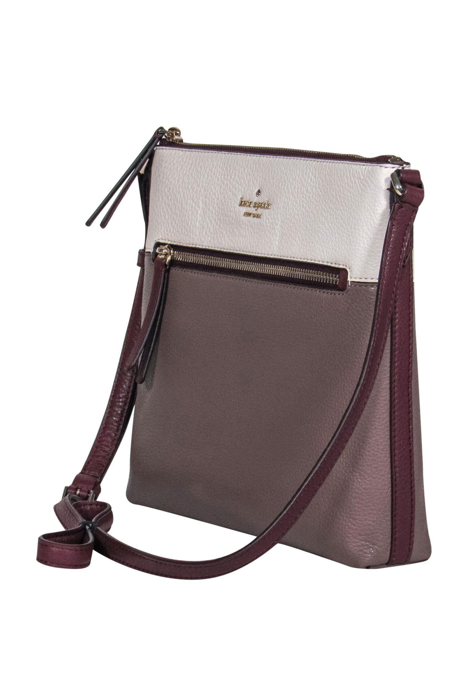 Kate Spade's Stunning Beige, Burgundy & White Leather Jackson Crossbody