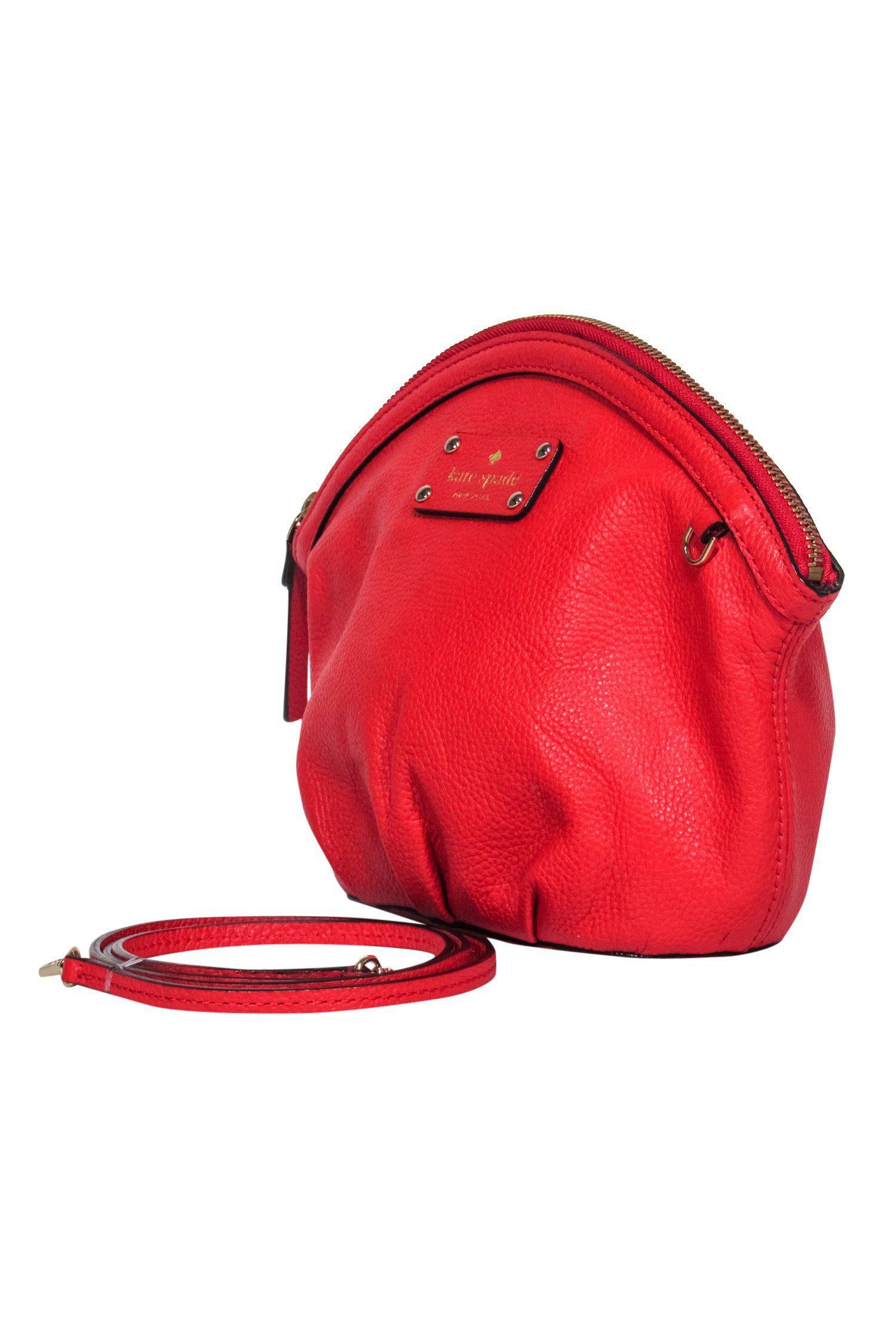 Kate Spade Red Pebbled Leather Mini Domed Crossbody - A Fashionable Essential