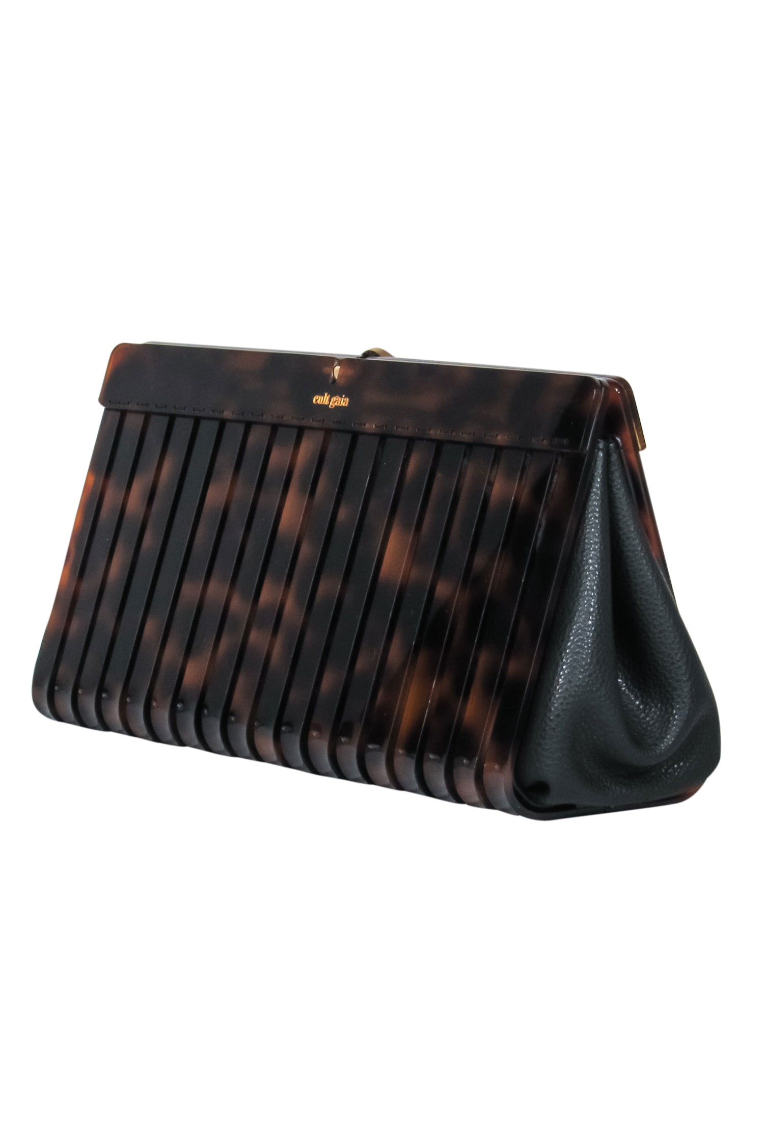 Cult Gaia's Stunning Brown Tortoise Shell Iris Acrylic Snap Clutch