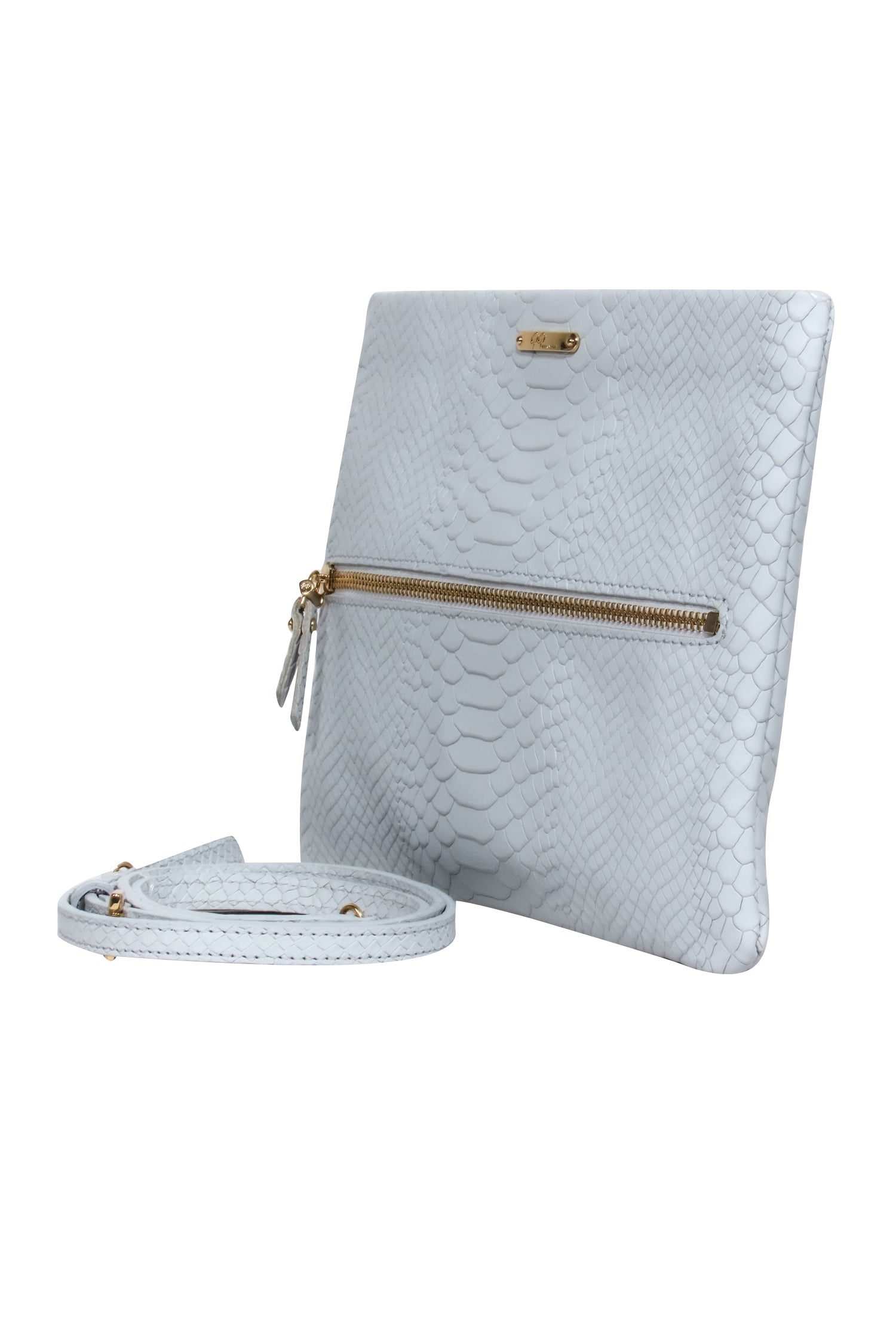 Gigi New York - Stunning Light Blue Snakeskin Embossed Convertible Crossbody