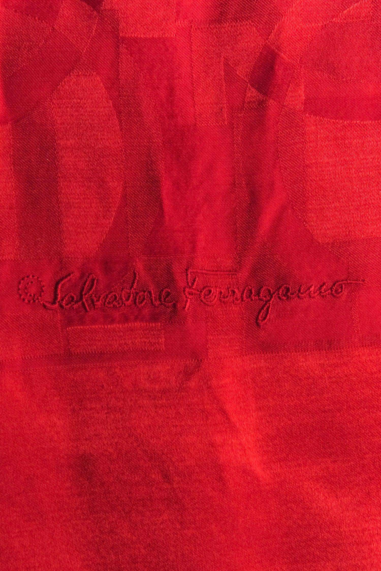 Ferragamo Red Logo Scarf - A Fashion Statement!