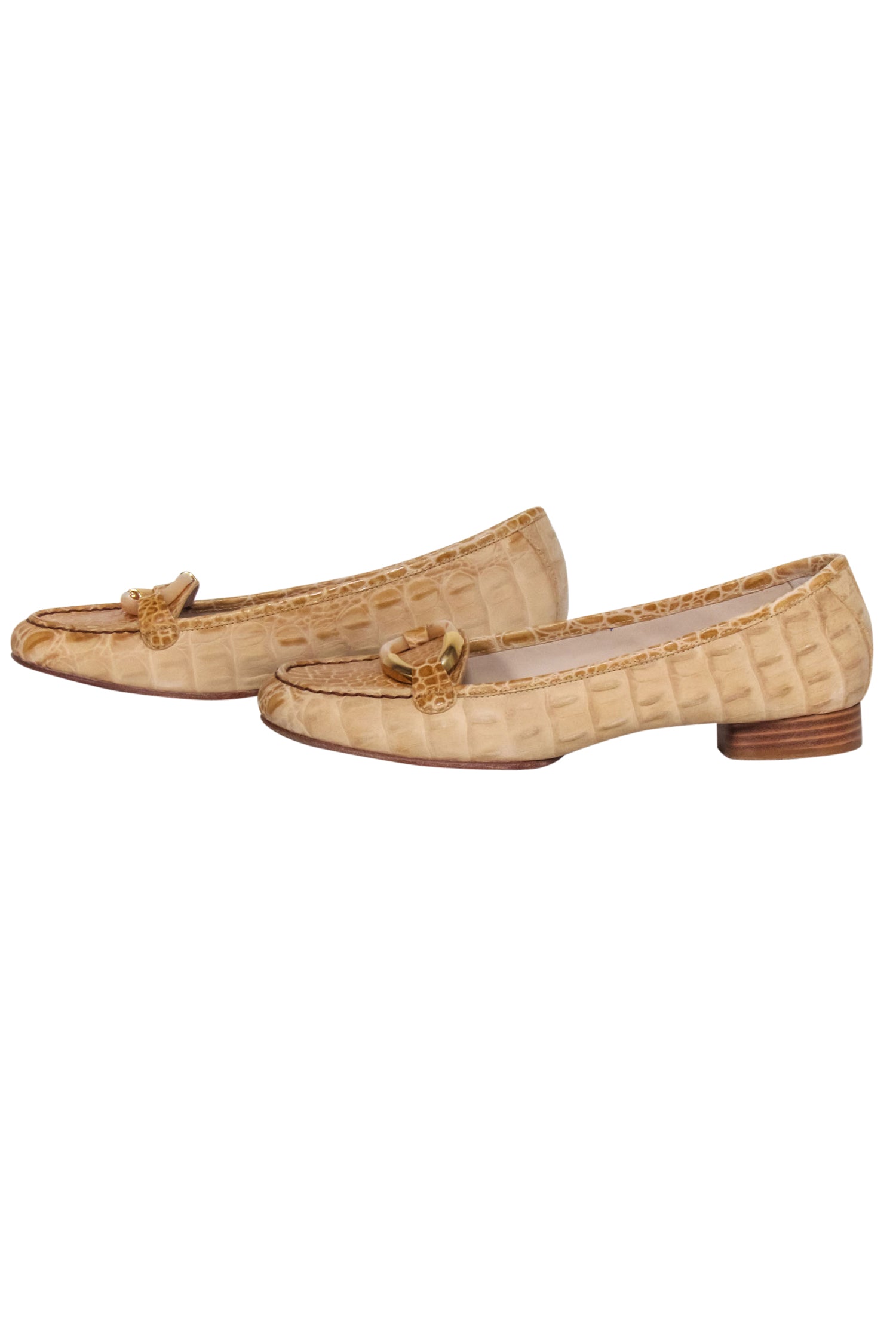 Stuart Weitzman Tan Croc-Textured Flats - Size 8.5 - Elevate Your Style!