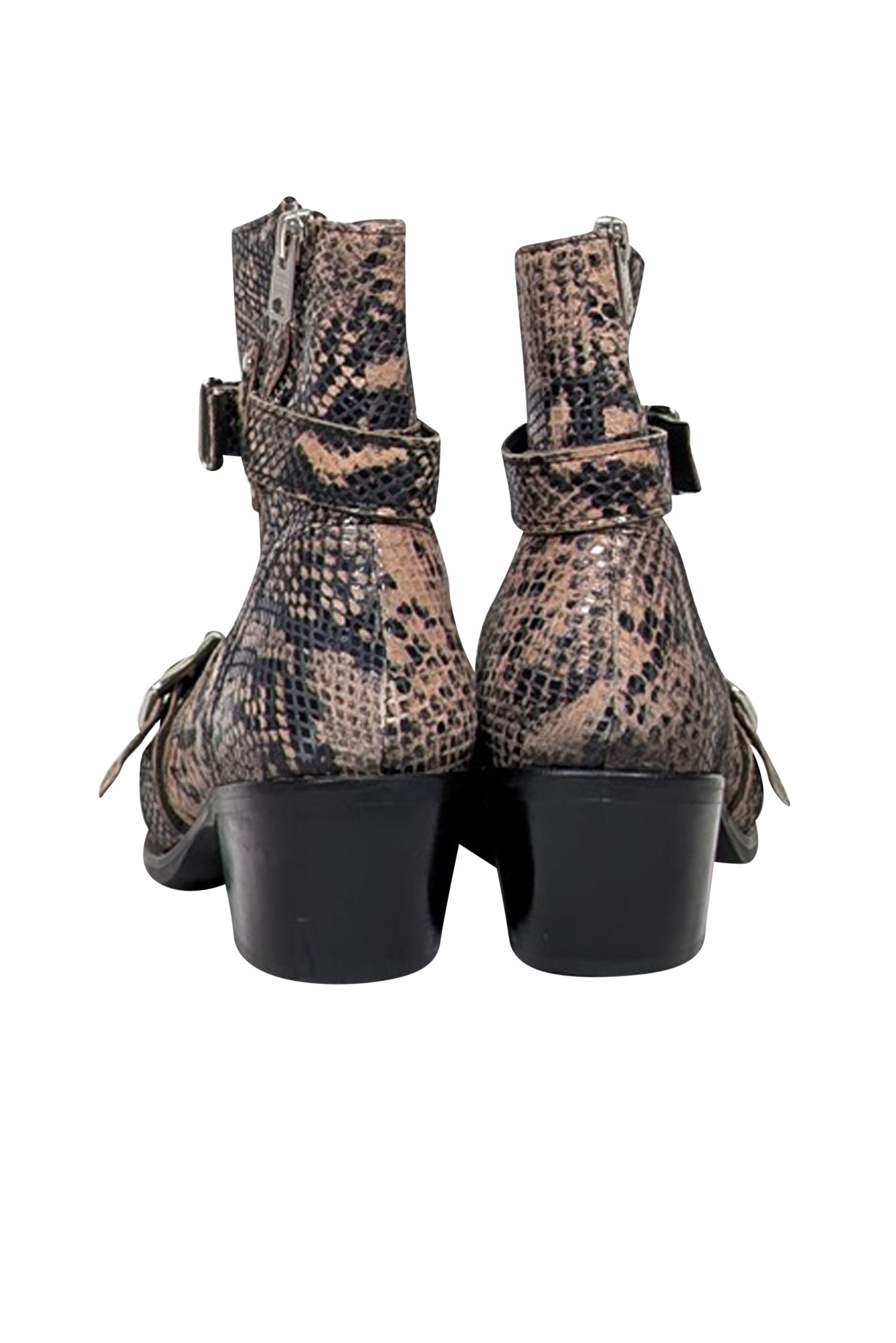 All Saints - Stylish Beige & Black Snake Skin Print Short Boots in Size 9