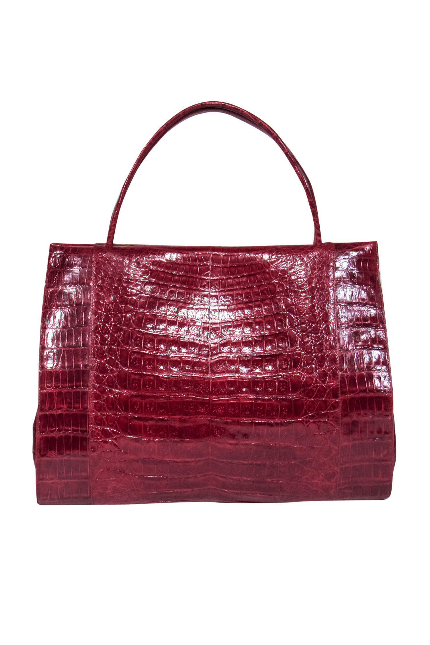 Nancy Gonzalez - Stunning Red Croc Leather Structured Handbag