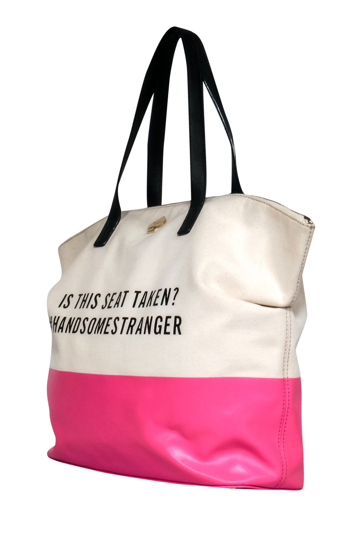 Kate Spade - Beige & Hot Pink 'Is This Seat Taken?' Graphic Tote Bag