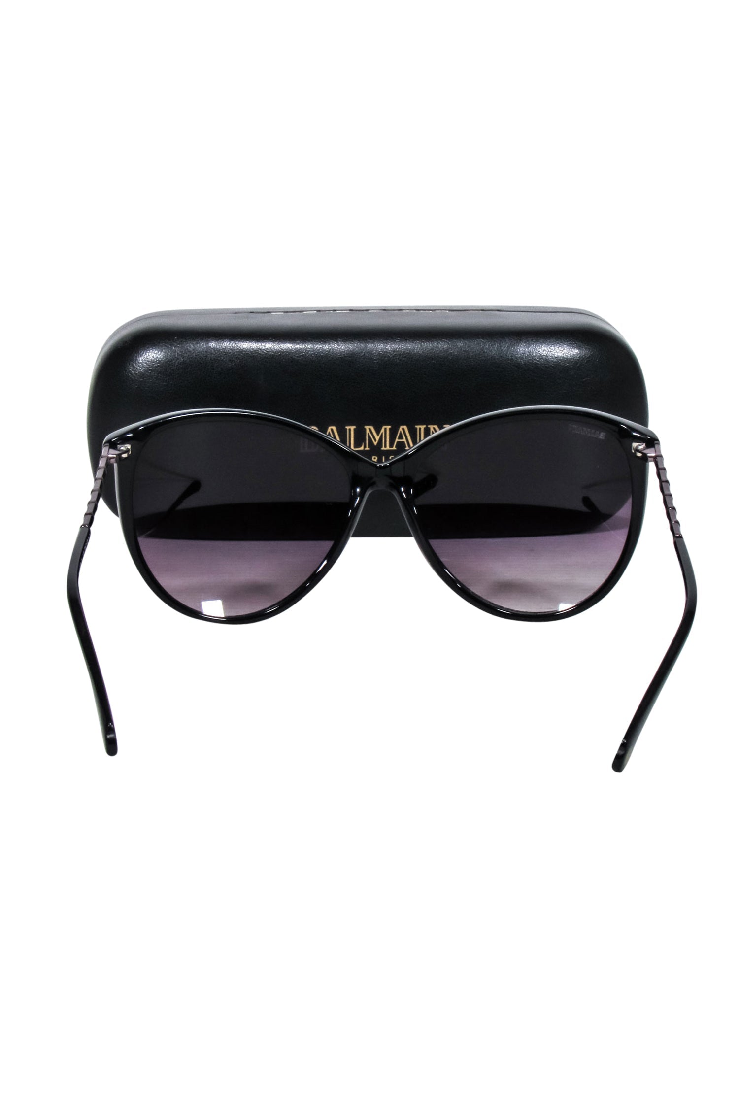 Balmain - Chic Black Circular Sunglasses with Gunmetal Leg Accents