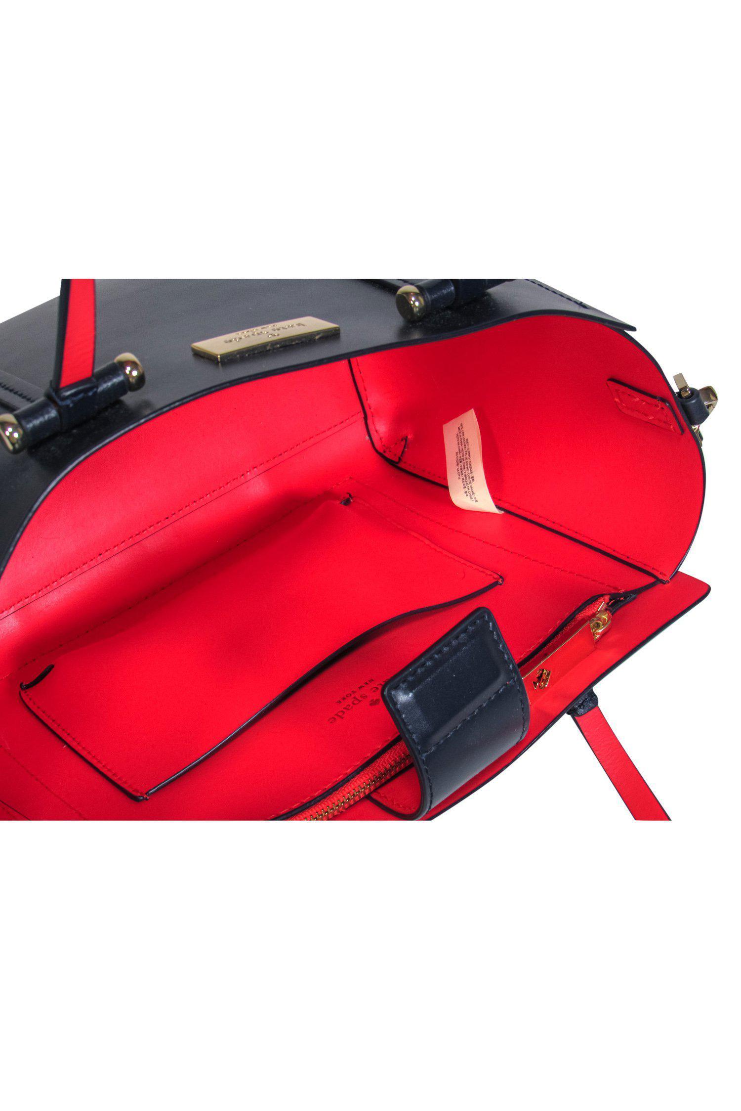 Kate Spade Navy Leather Convertible Crossbody with Stunning Red Lining
