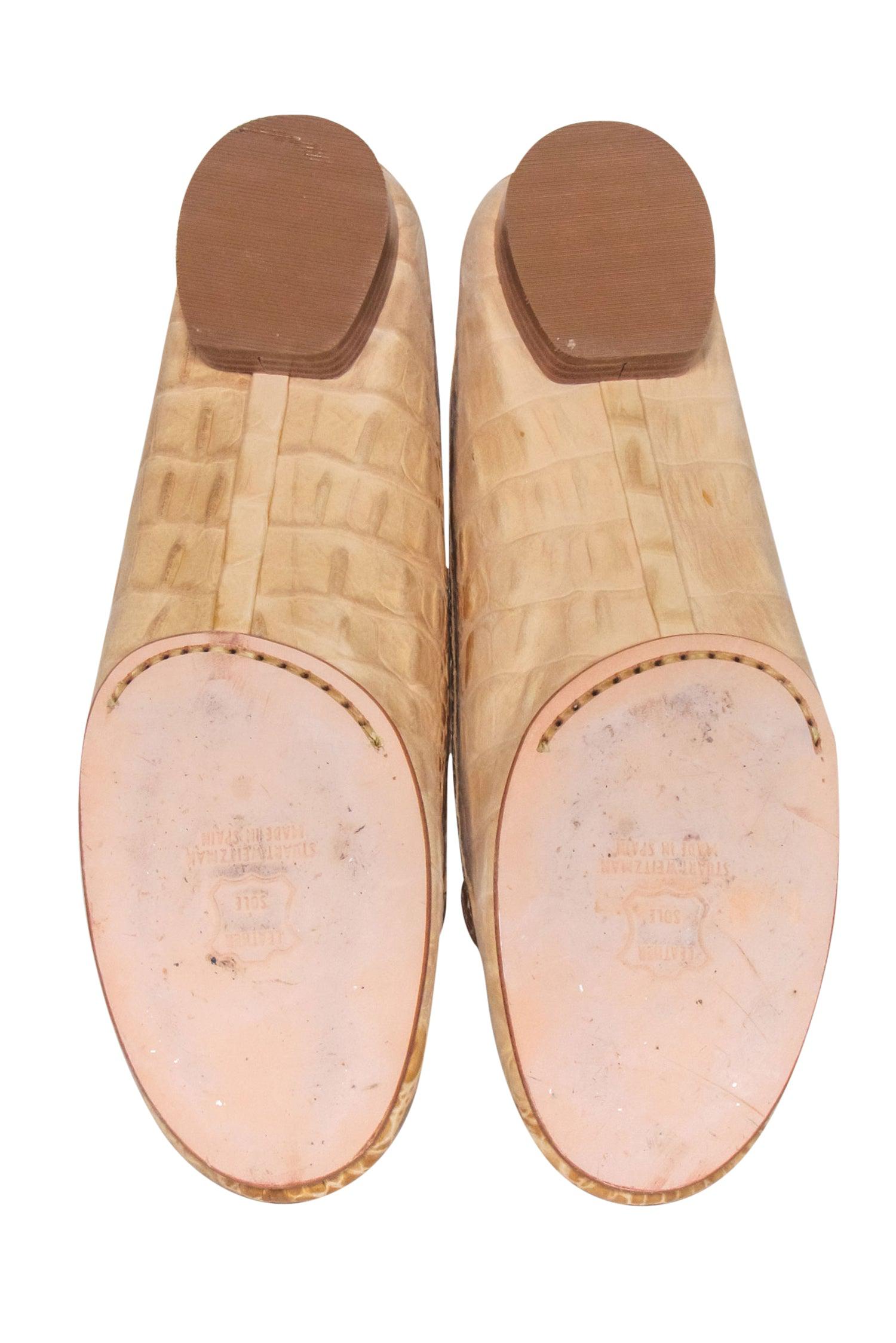 Stuart Weitzman Tan Croc-Textured Flats - Size 8.5 - Elevate Your Style!