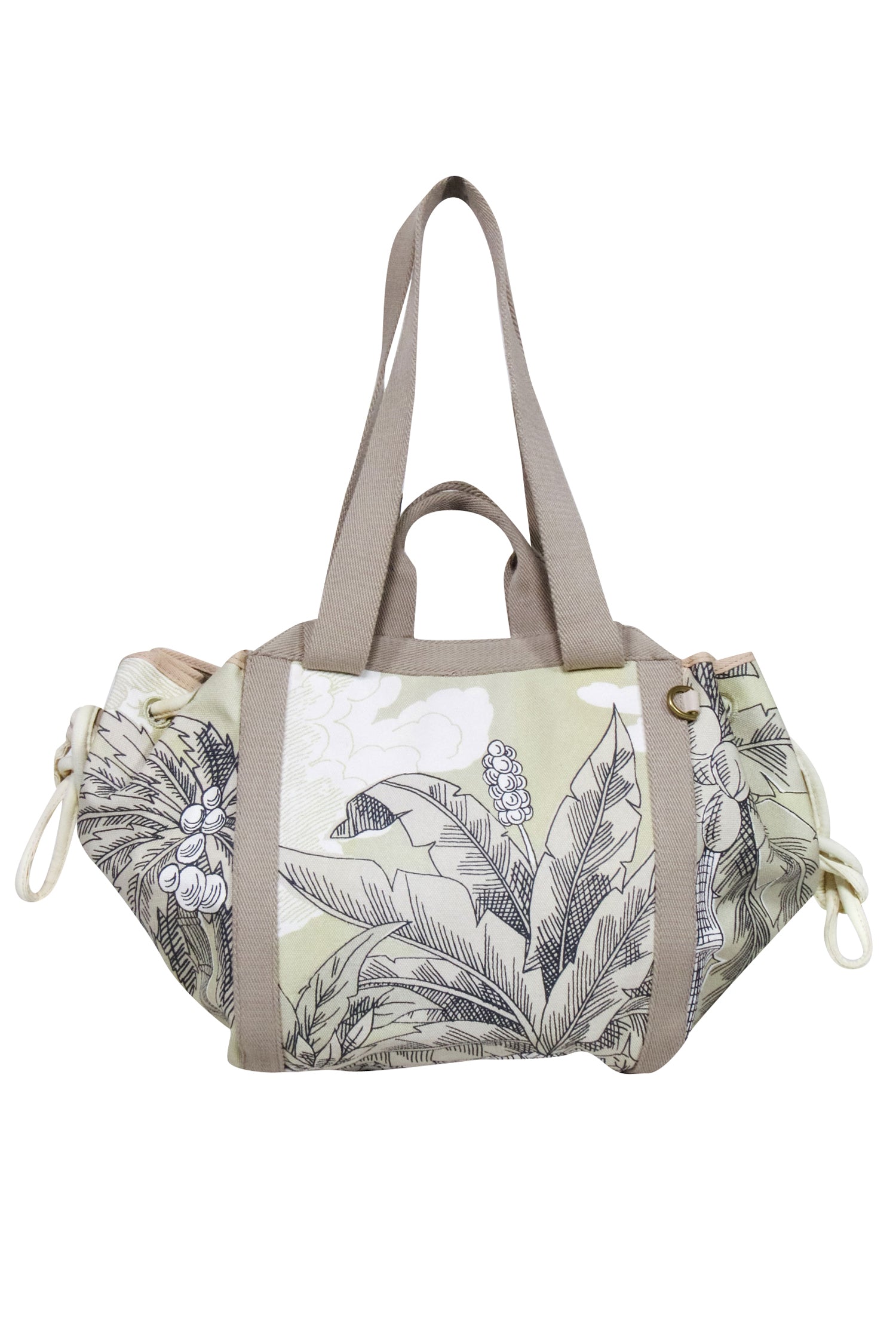 Inoui Editions - Tropical Paradise Drawstring Bag in Beige, Cream & Light Green