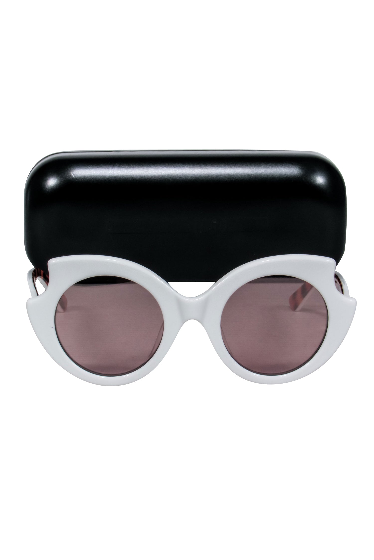 Alexander McQueen Retro Chic White Round Sunglasses with Tortoise Legs