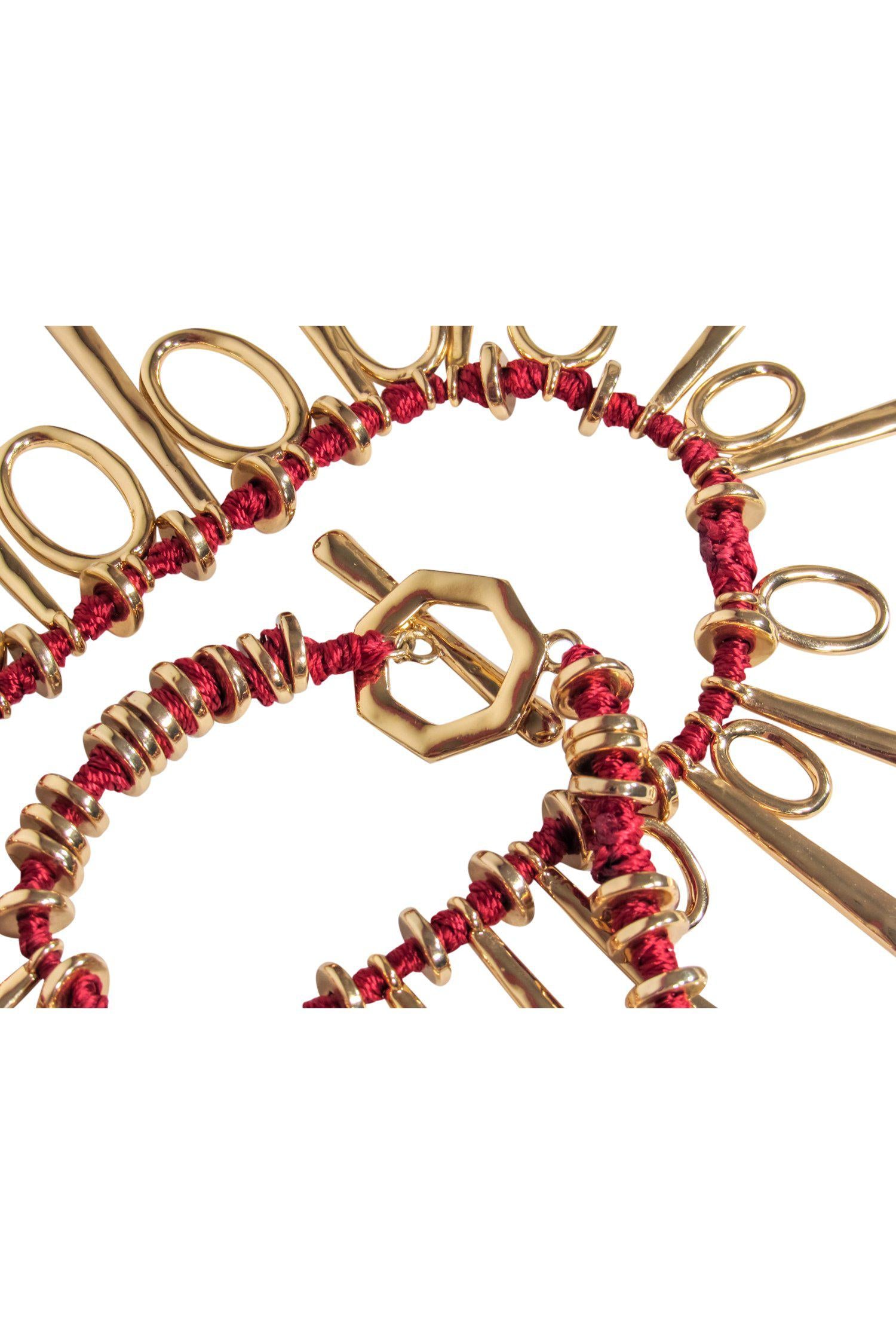 Brooks Brothers' Stunning Red & Gold Threaded Statement Necklace