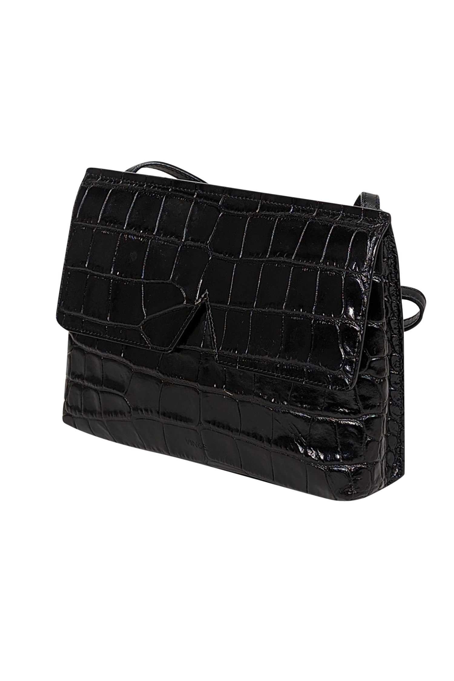 Vince Black Crocodile-Embossed Cow Leather Crossbody - The Ultimate Fashion Statement