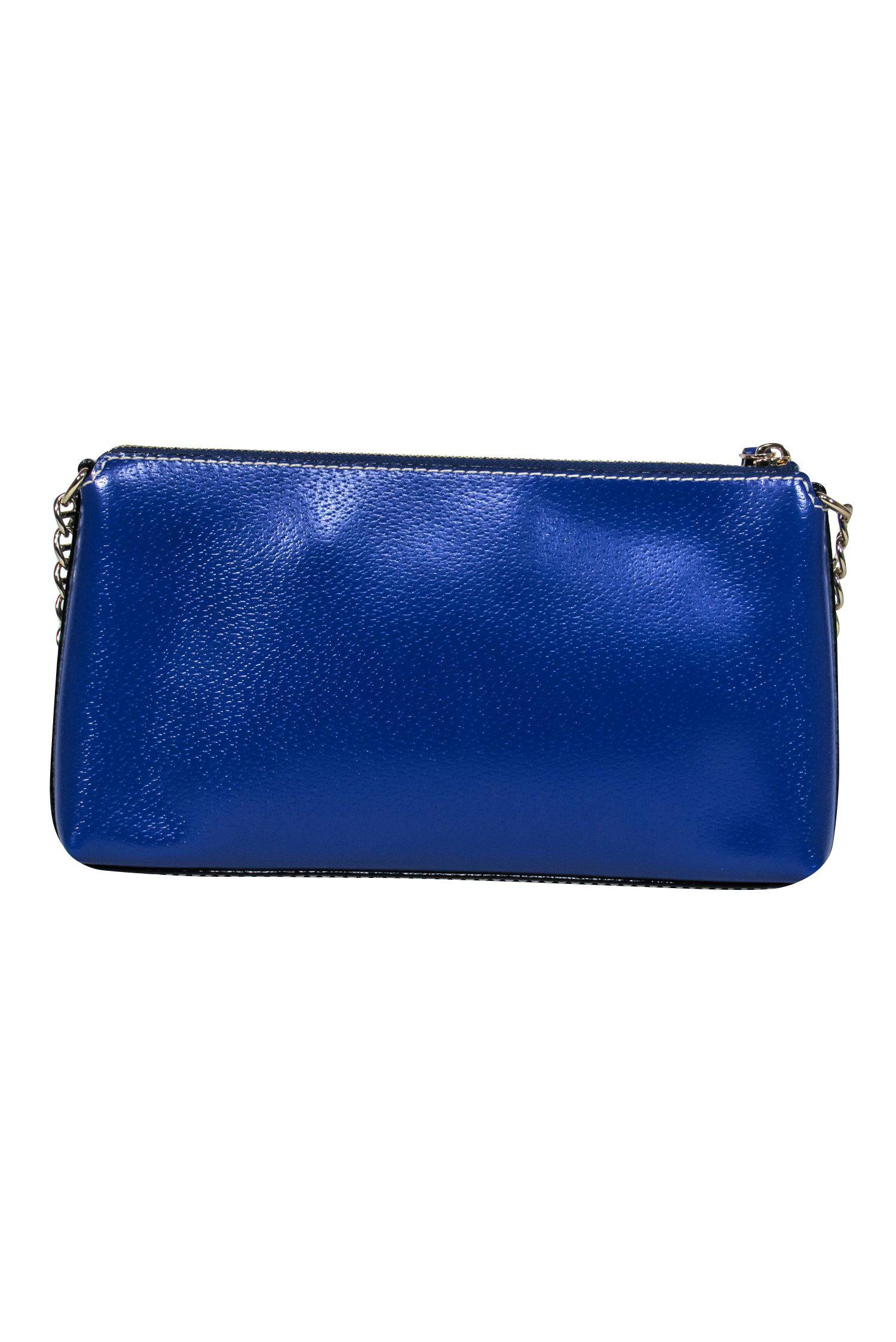 Kate Spade Royal Blue Smooth Leather Chain-Strap Baguette Bag - Irresistible Downtown Chic!