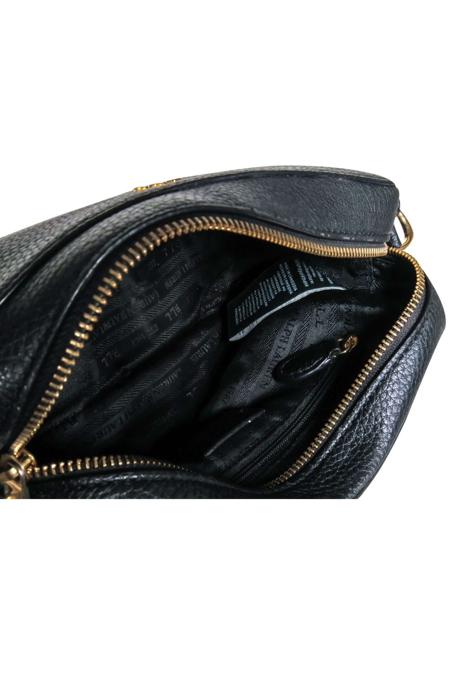 Lauren Ralph Lauren - Stylish Black Pebbled Faux Leather Crossbody Bag