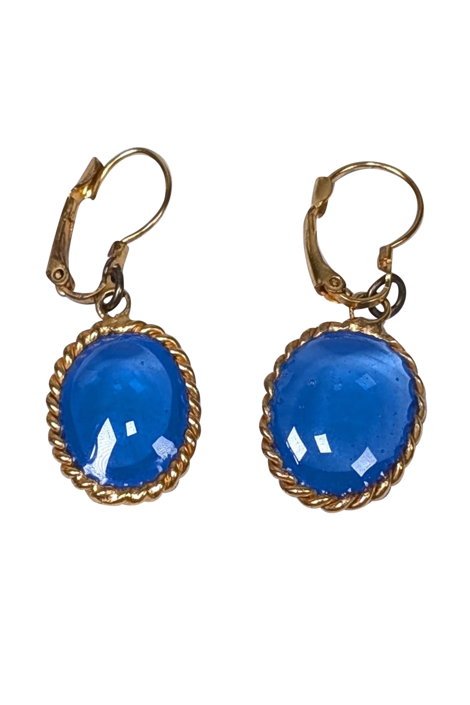 Marguerite de Valois - Stunning Gold & Blue Drop Dangle Earrings