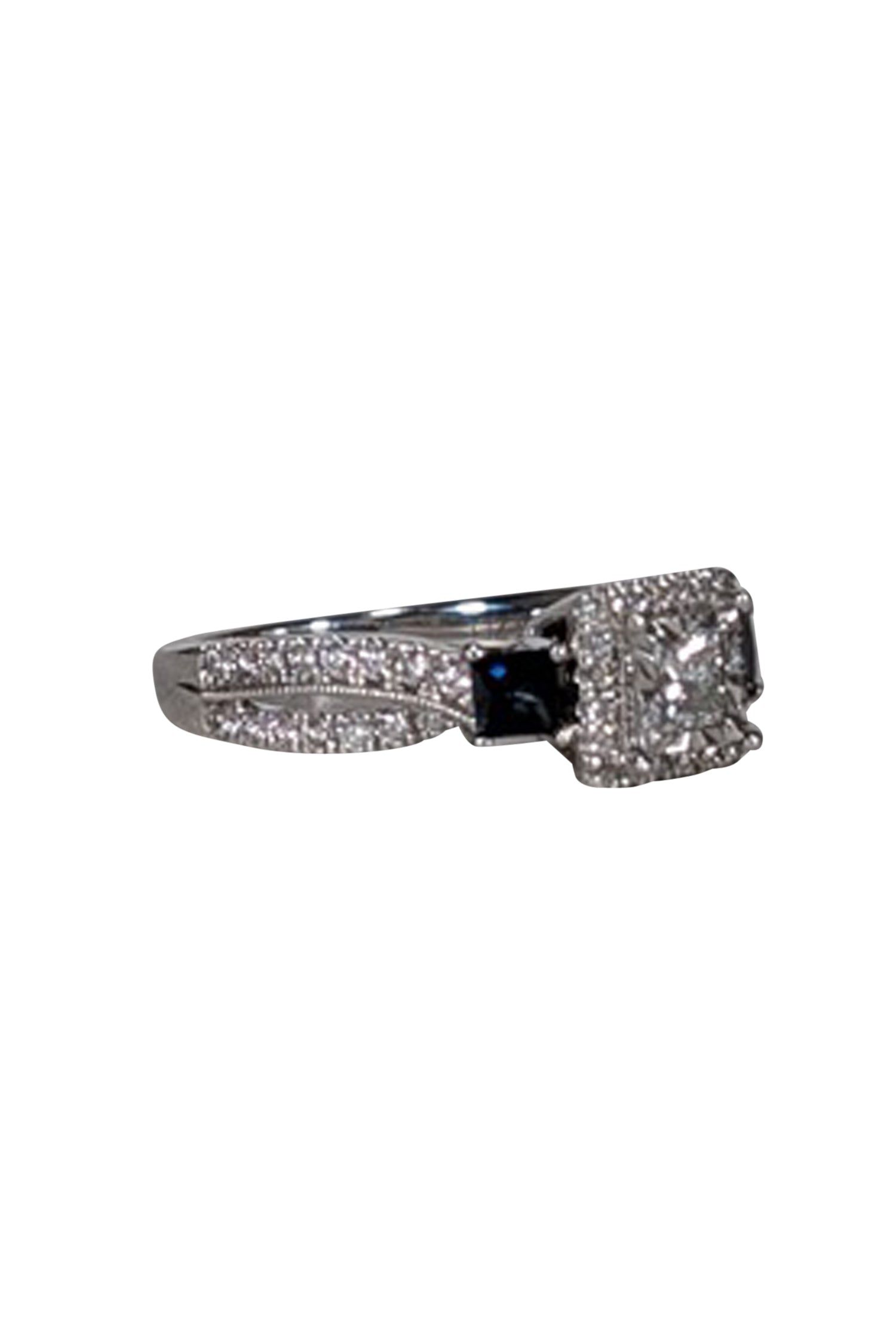 Kay Jewelers' Stunning 14K White Gold Blue Sapphire & Diamond Ring - Size 7
