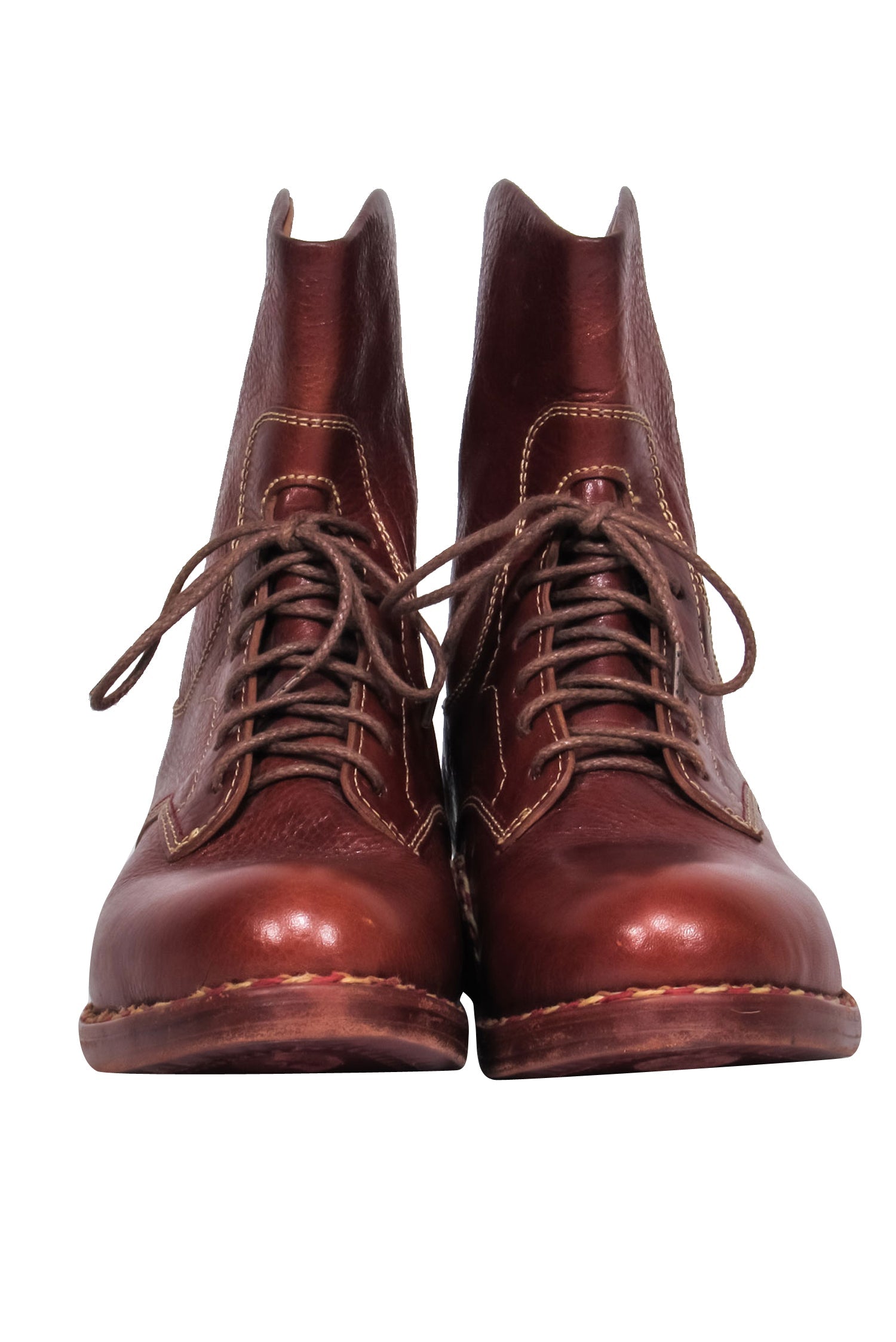 Angela Scott Light Brown Leather Lace - Up Booties (Size 6) - Must - Have for Fall!