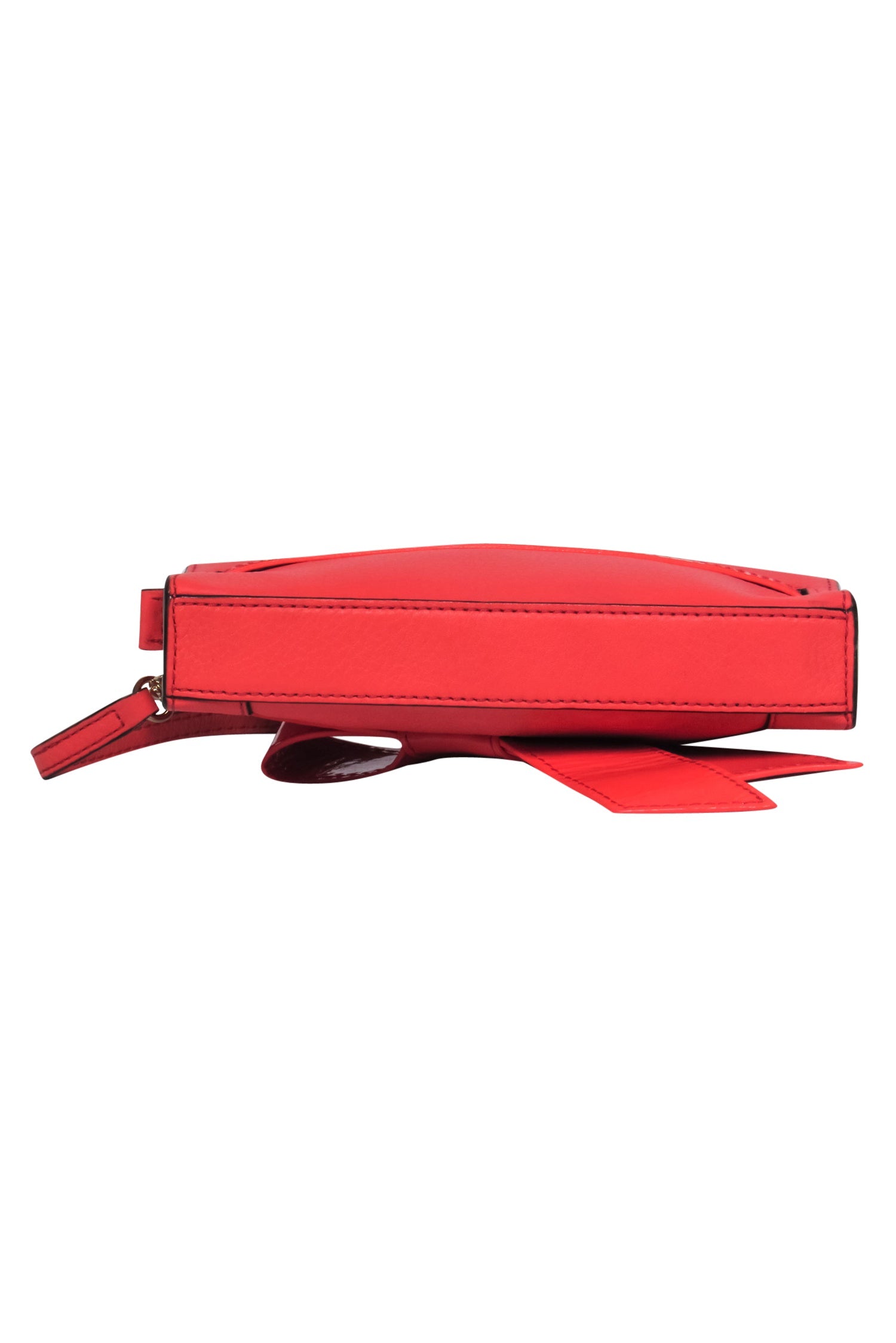 Kate Spade - Stunning Hot Pink Pebbled Leather Convertible Mini Baguette with a Charming Patent Leather Bow