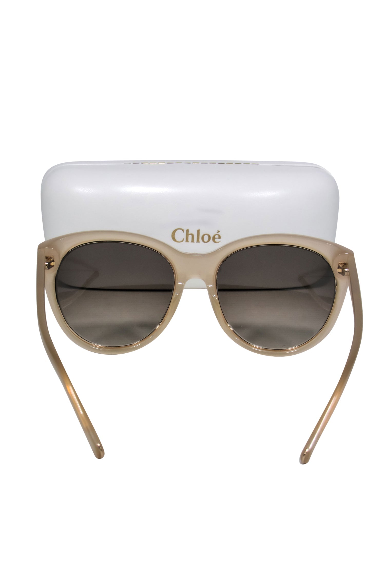 Chloe's Stunning Beige Studded Cat Eye Sunglasses