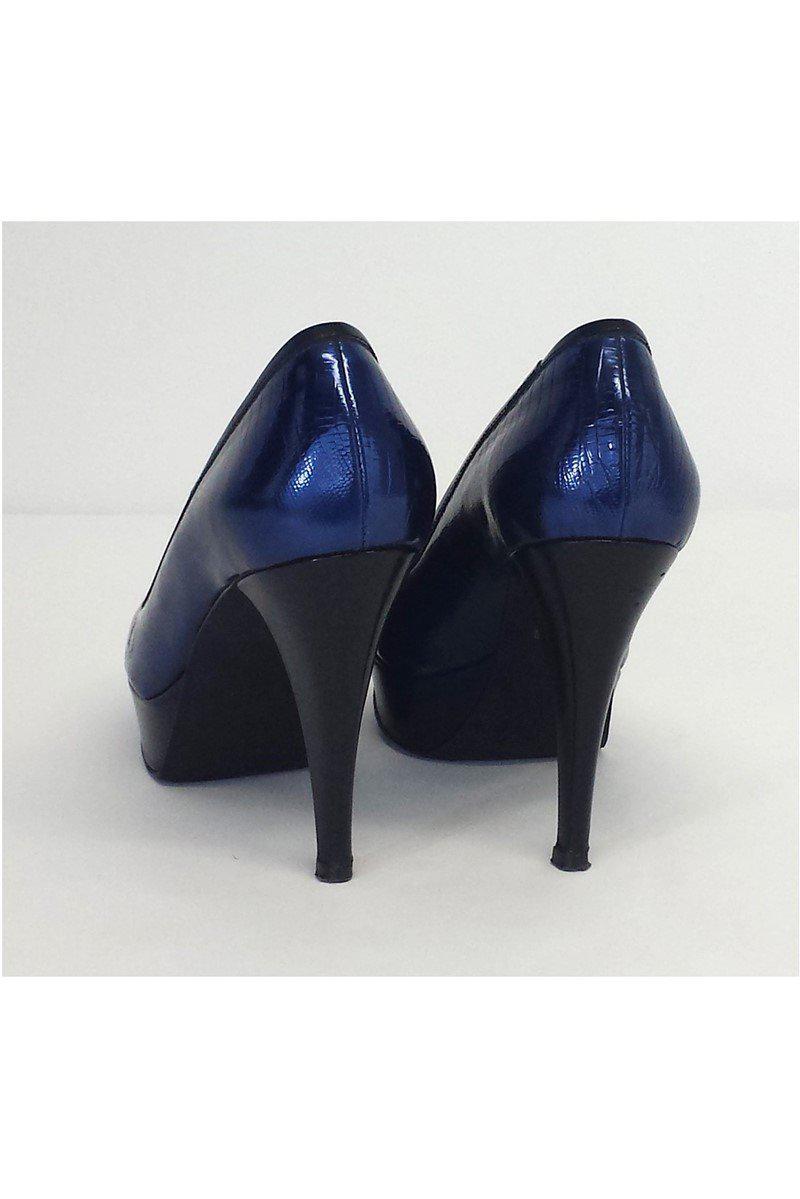 Alejandro Ingelmo's Stunning Midnight Blue Leather Platform Pumps - Size 6.5