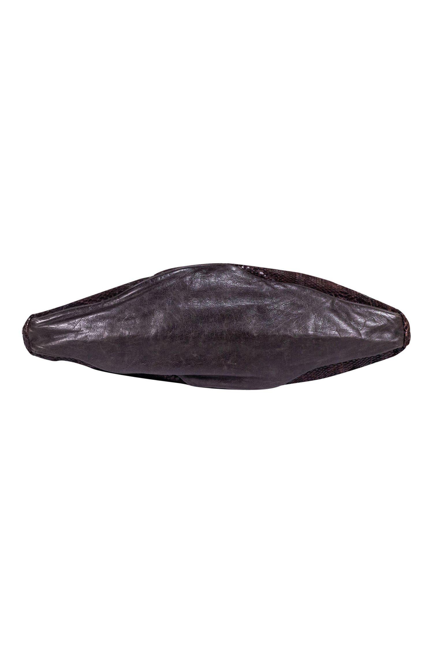 R&Y Augousti - Stunning Dark Brown Large Snakeskin Hobo Tote