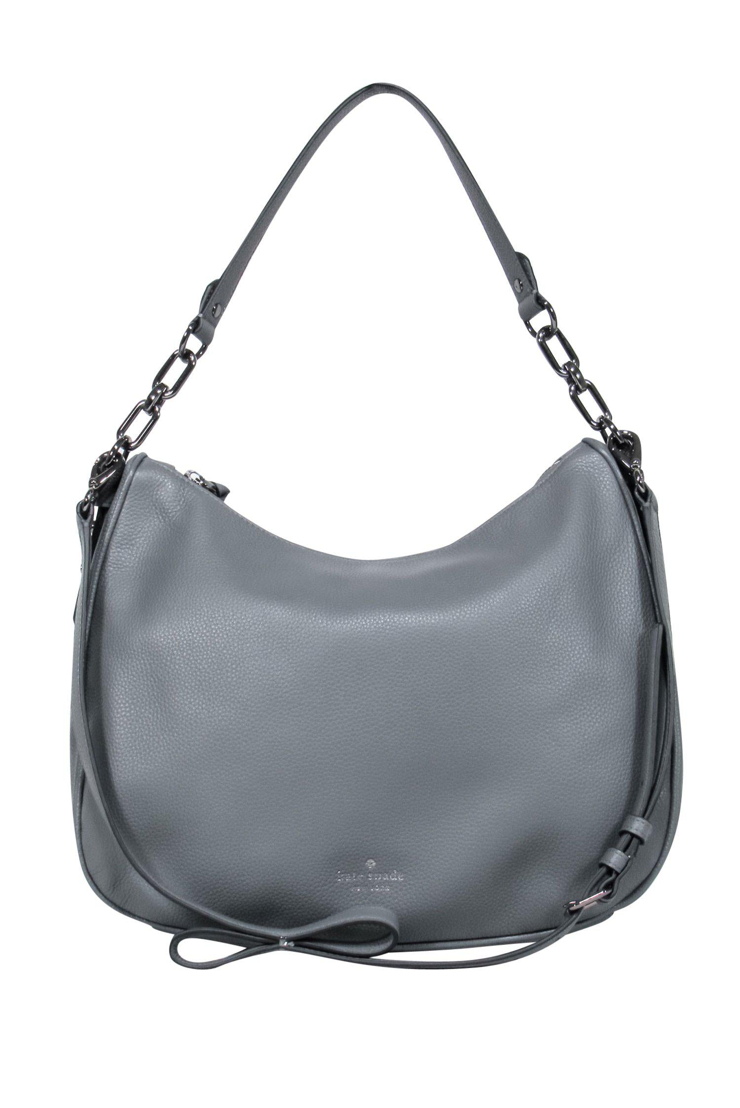 Kate Spade Slate Gray Convertible Leather Saddle Bag - A Chic Essential