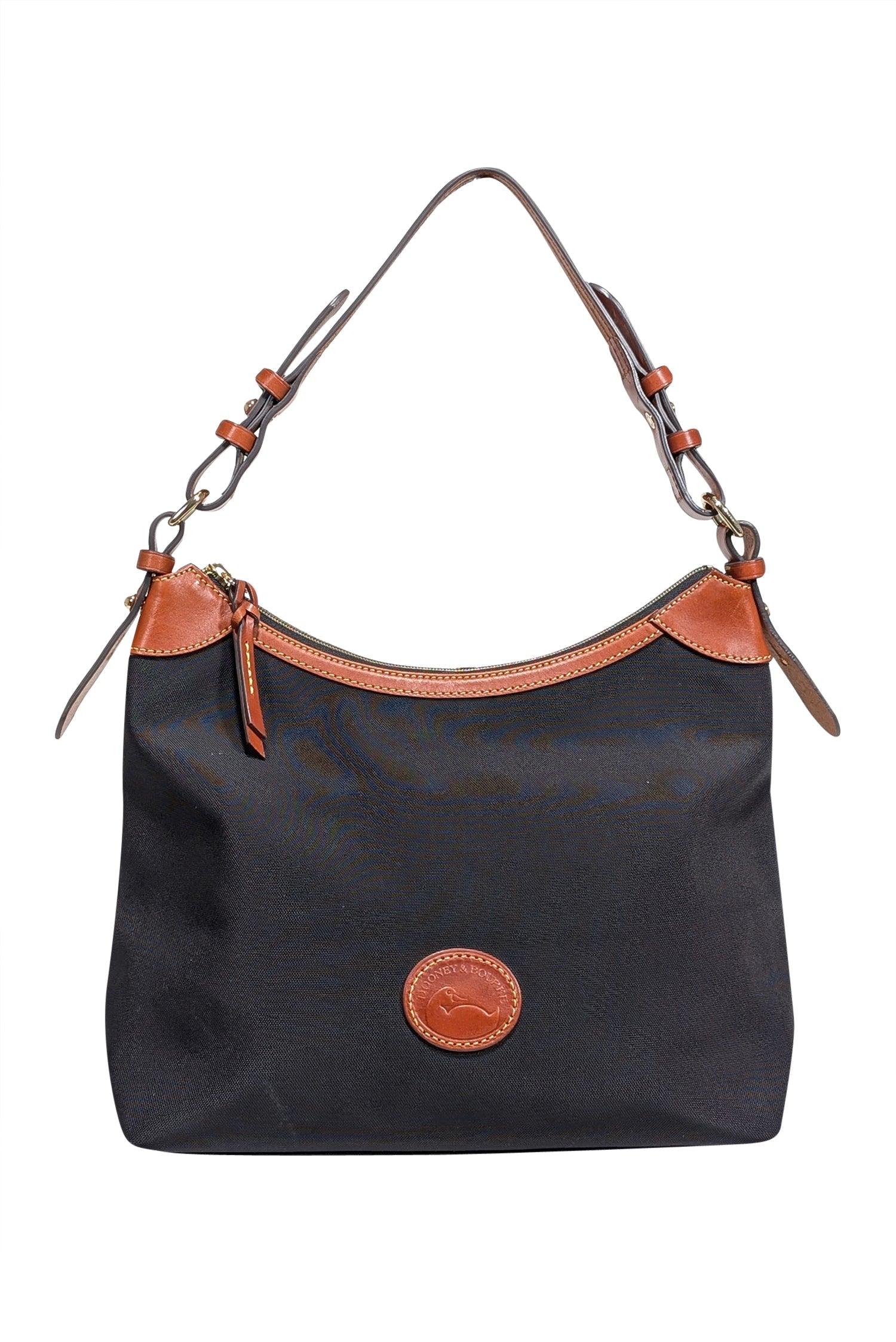 Dooney & Bourke - Stylish Black Canvas Shoulder Bag with Leather Accents