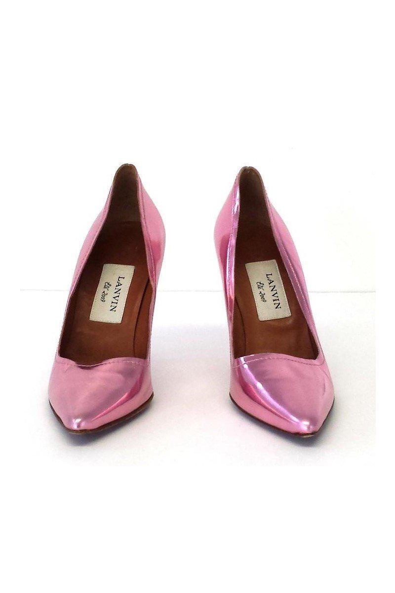 Lanvin's Gorgeous Pink Metallic Leather Pointed Toe Pumps - Size 6!