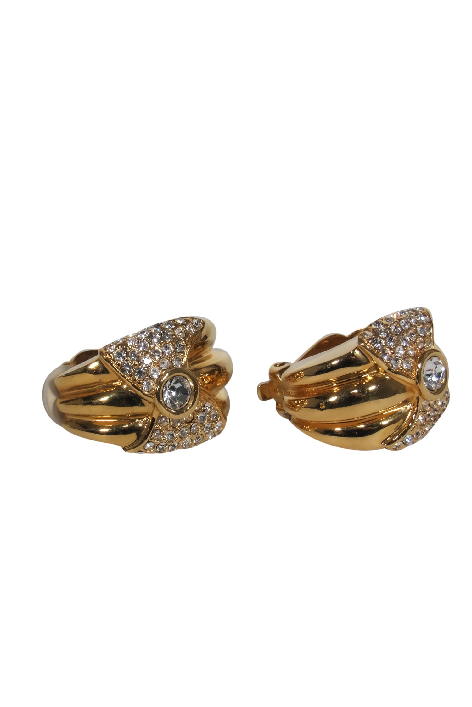 St. John Gold Clip-On Earrings with Crystal Embellished Bow: A Timeless Elegance