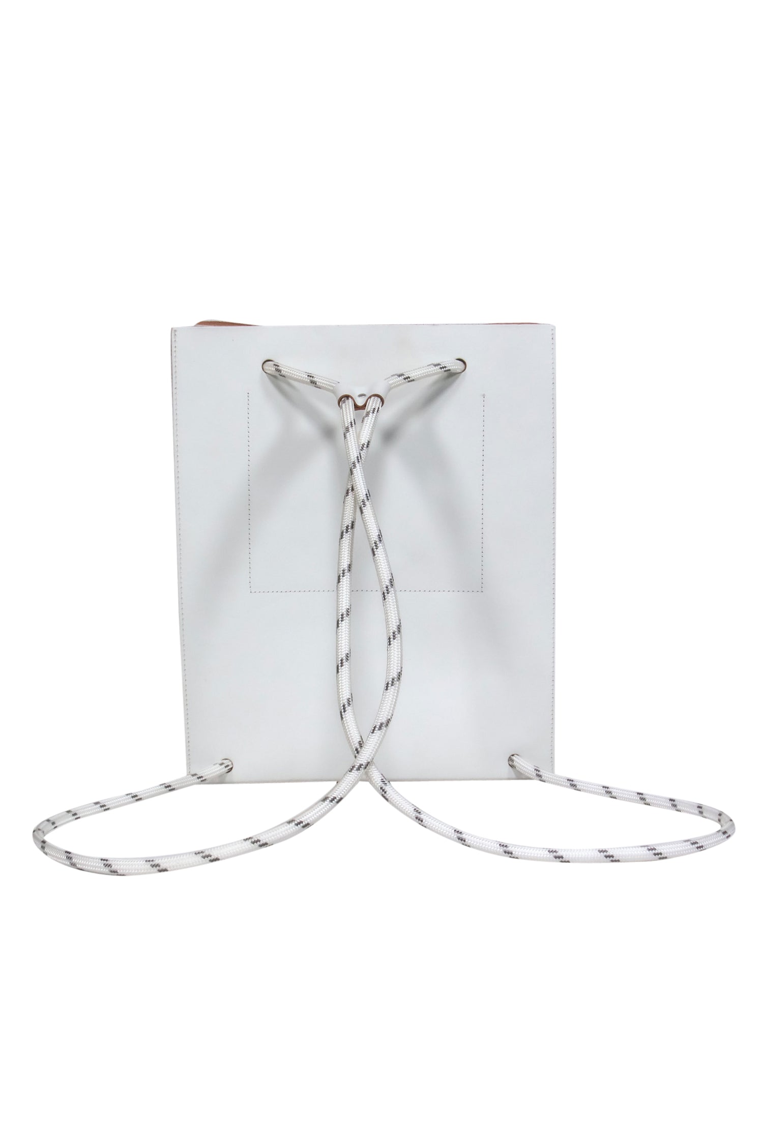 COS - Stunning White Leather Rope Drawstring Backpack