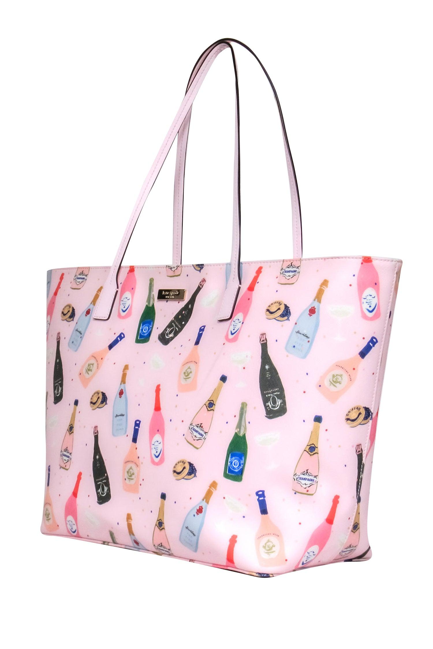 Kate Spade Pink Champagne Bottles Print Tote - A Party Essential!