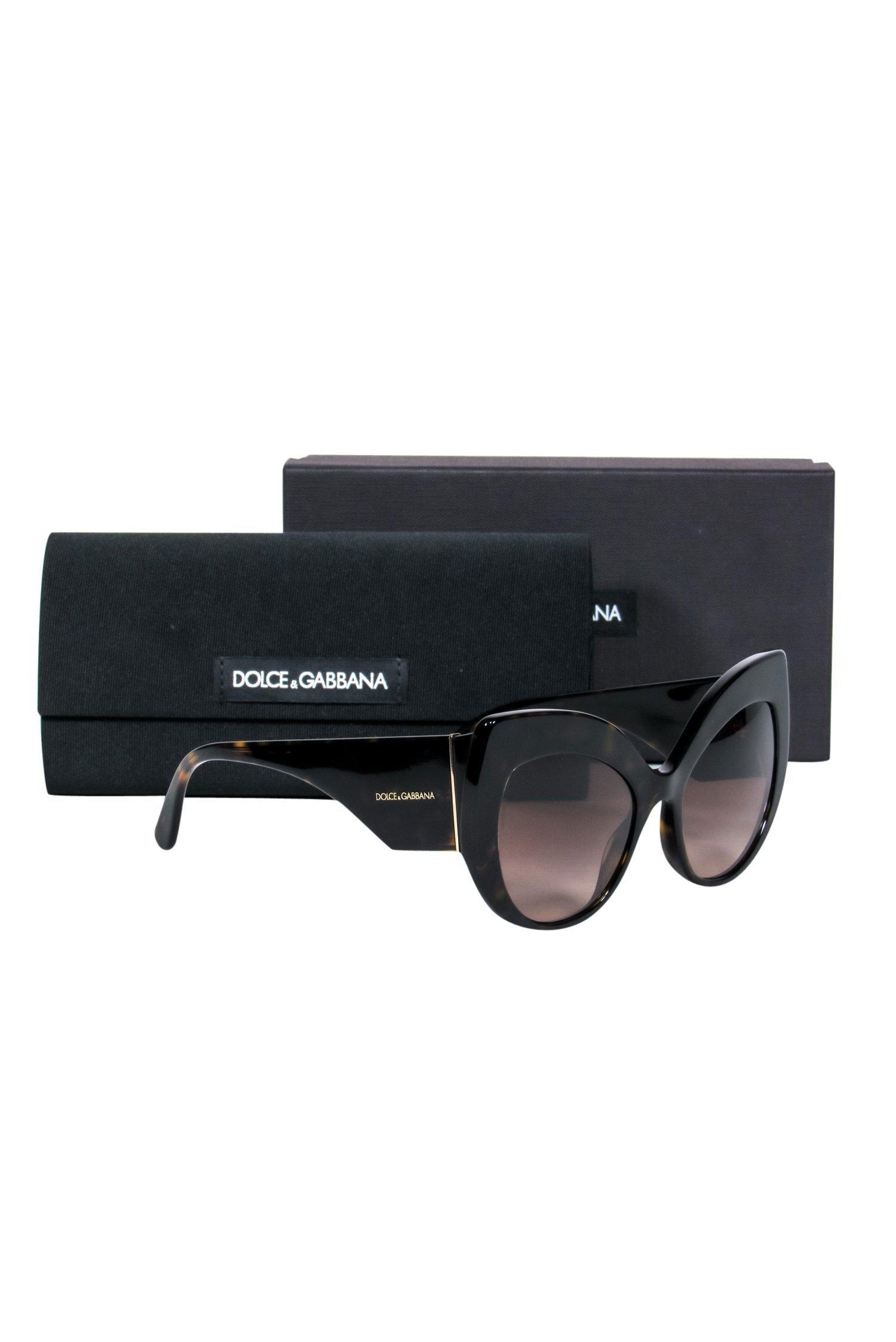 Dolce & Gabbana - Stylish Dark Brown Tortoise Shell Oversized Cat Eye Sunglasses