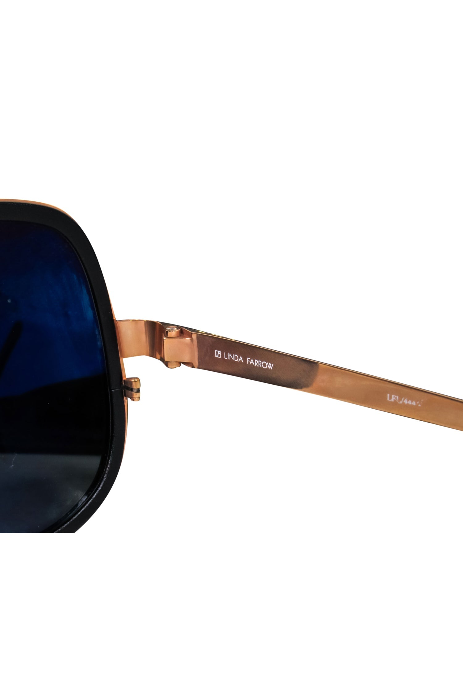 Linda Farrow - Stunning Black Matte Oversized Round Sunglasses with Gold - Toned Frame