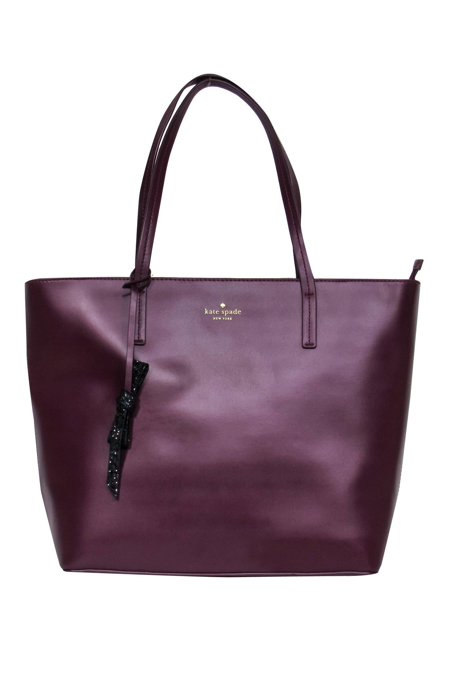 Kate Spade Oxblood Elegant Large Leather Zippered Tote