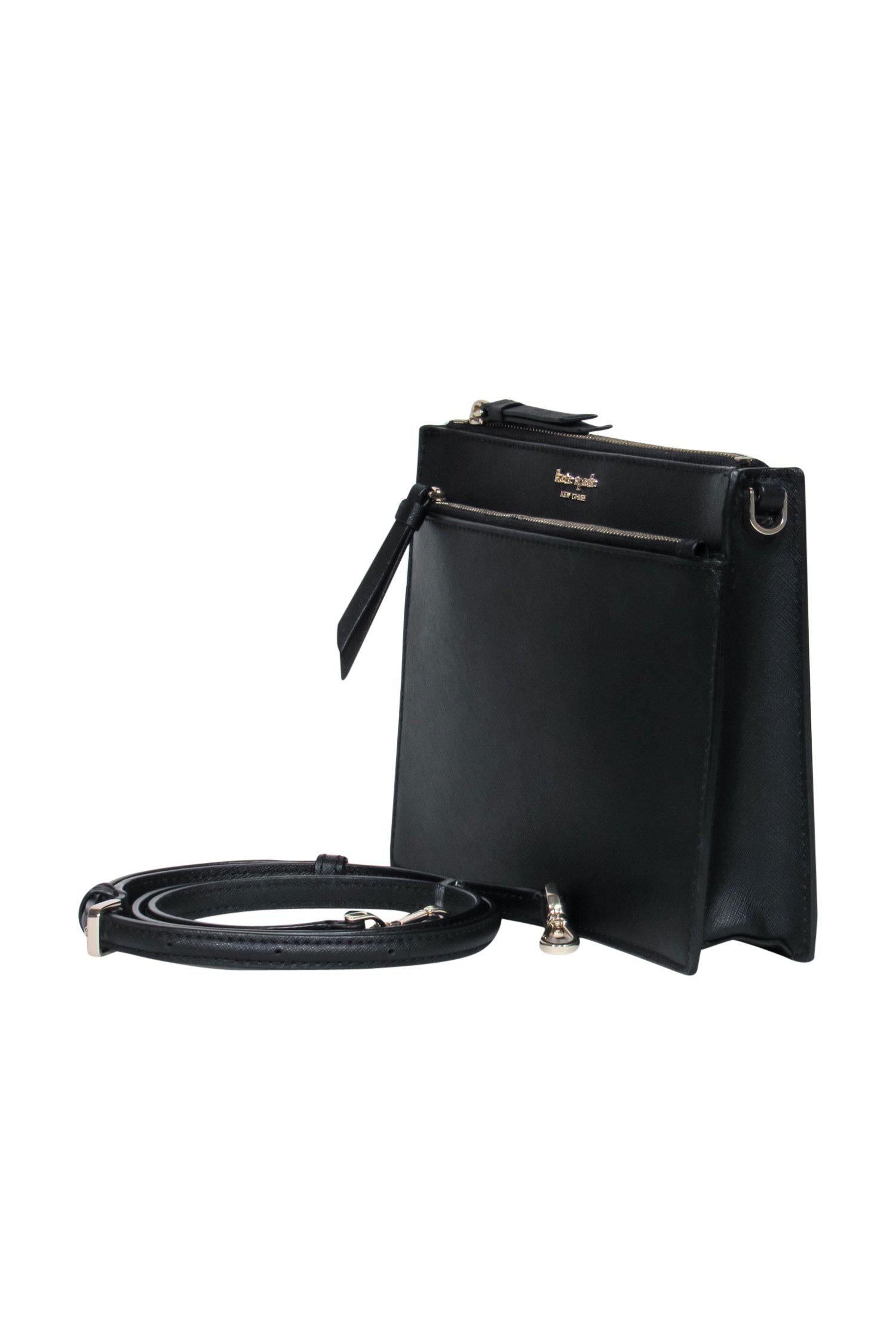 Kate Spade's Chic Black Textured Square Crossbody Bag