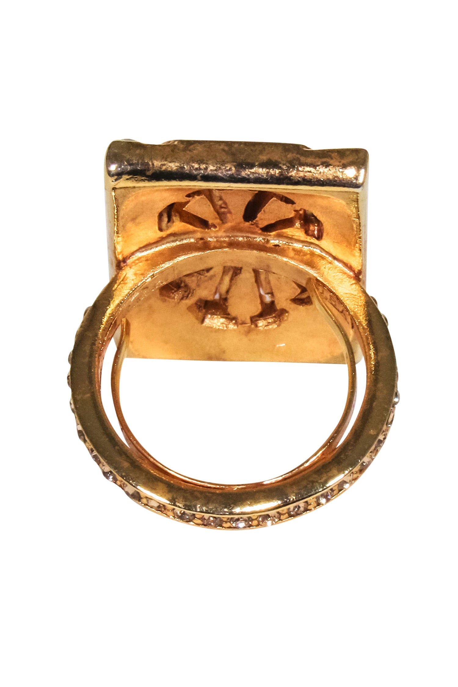 Oscar de la Renta Rose Gold Rectangular Gem Ring - Size 6: A Stunning Statement Piece