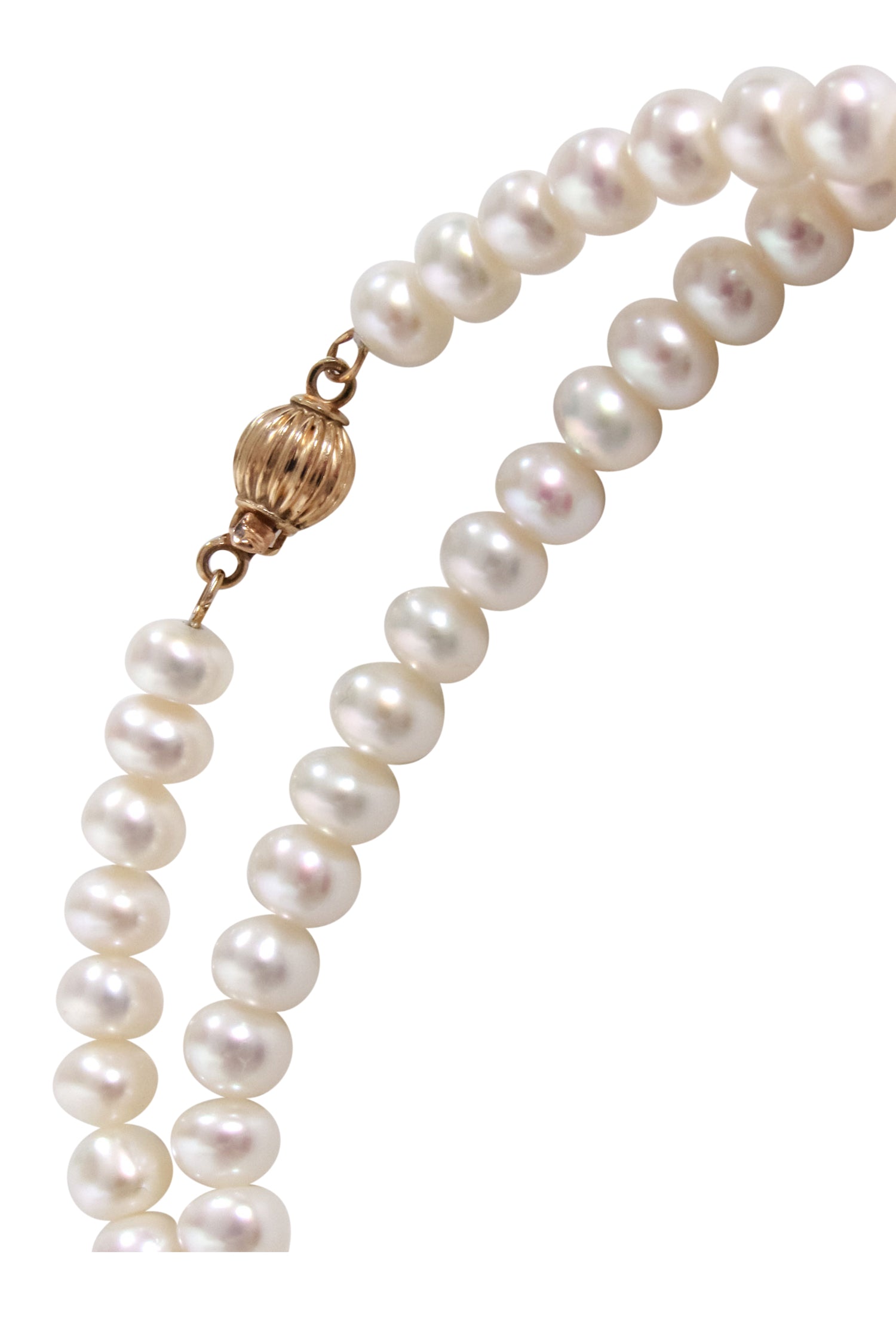 Elegant Genuine Pearl Necklace with 14k Gold Closure